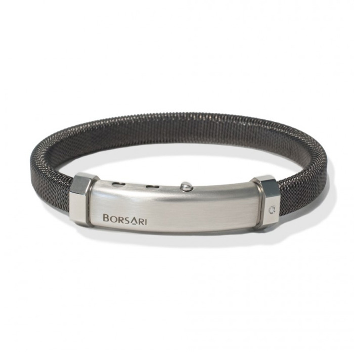 Armband staal RVS met pvd black coating. Met echte diamand 0.01 ct