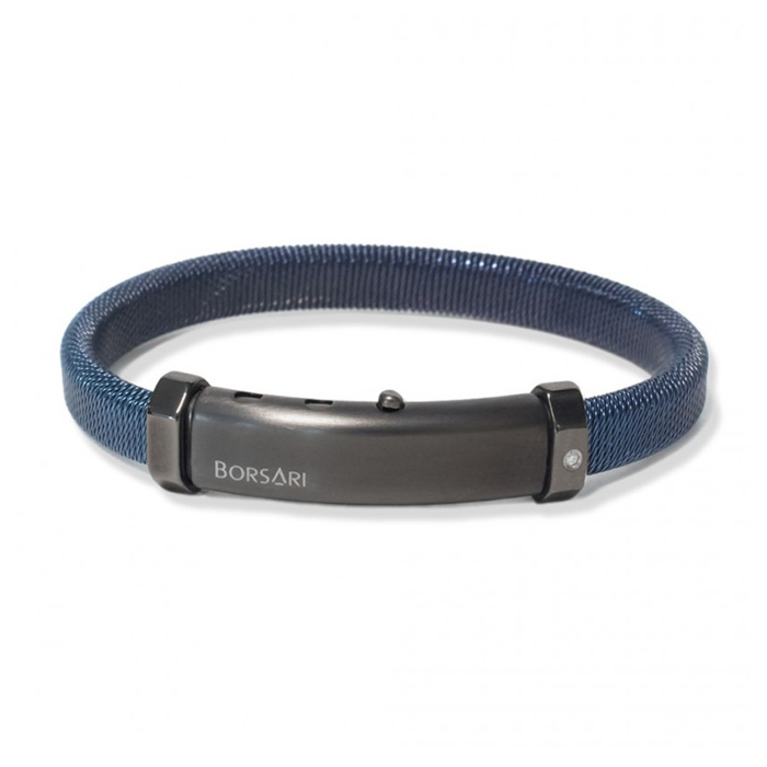 Borsari Armband Audace blauw Staal met diamant brstau50
