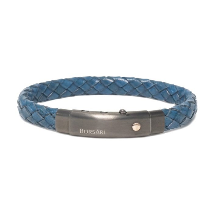 Borsari Armband Audace Pelle blauw Leer met roségoud brstpe008