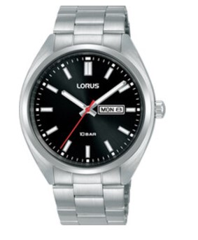 Lorus heren pols horloge staal met stalen band met klap sluiting. 10 ATM weaterdicht.