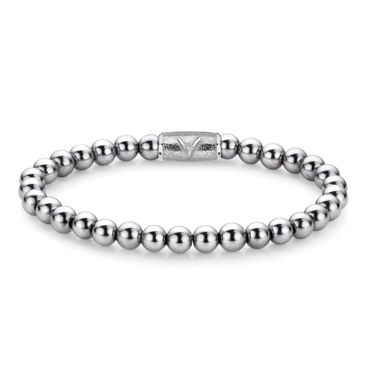 Edelstenen bead armband, handgemaakt van 6mm grijze Hematiet stenen met een speciaal DANNY VERA slot.