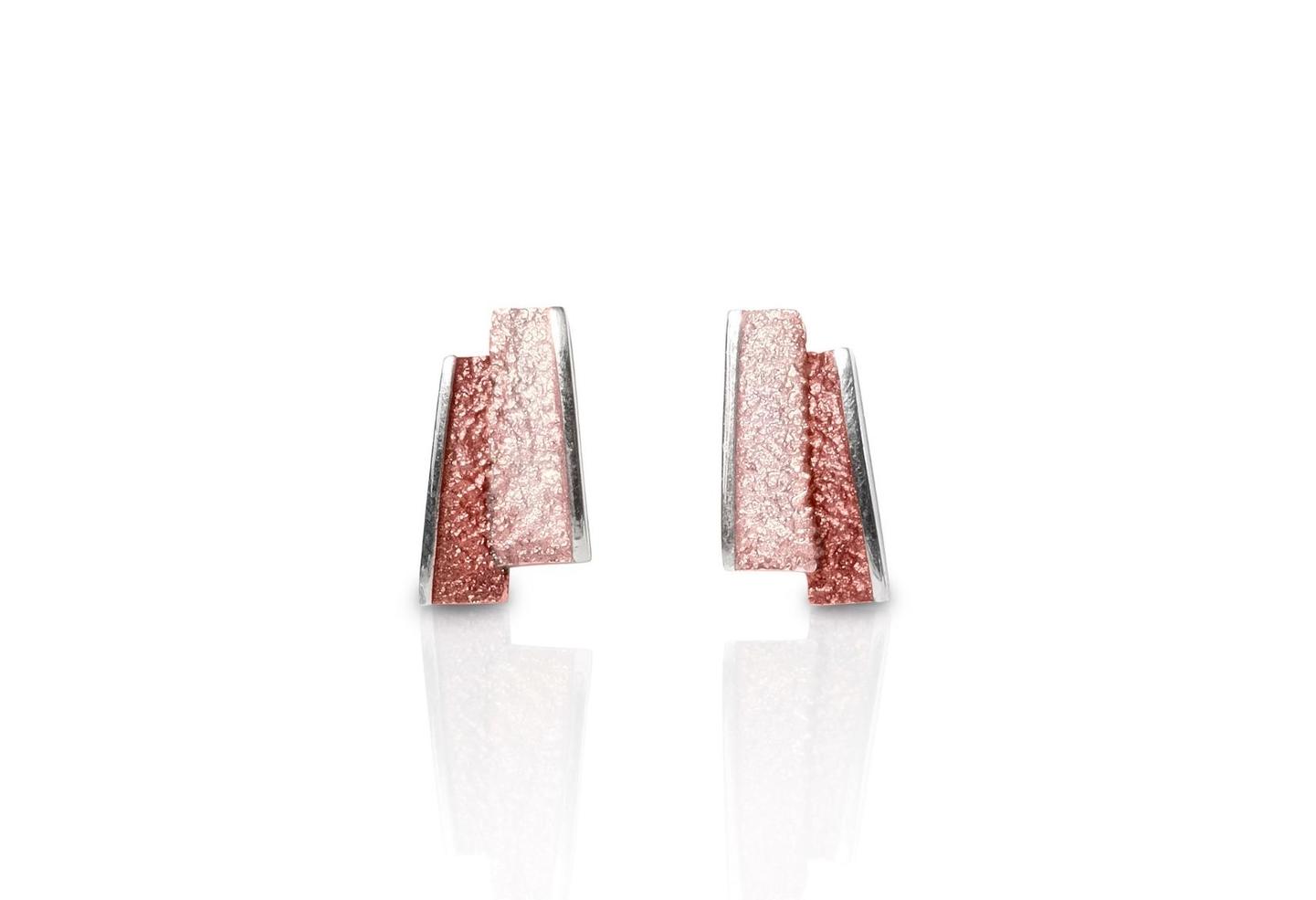 Arior Barcelona - Zilveren oorstekers, Small red Troia, 18x9mm - 1143914XPP
