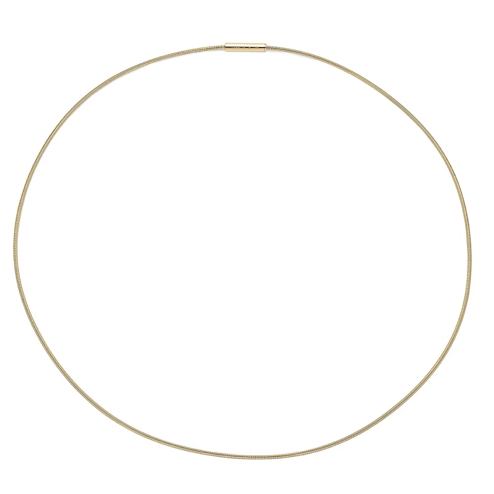 een 18 krt geelgouden Niessing snoer 1,2 mm dik en 45cm lang.