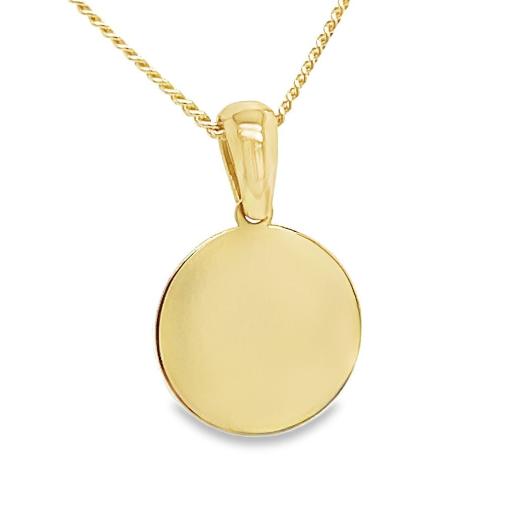 Gouden 14 karaat graveerhanger rond, 10mm