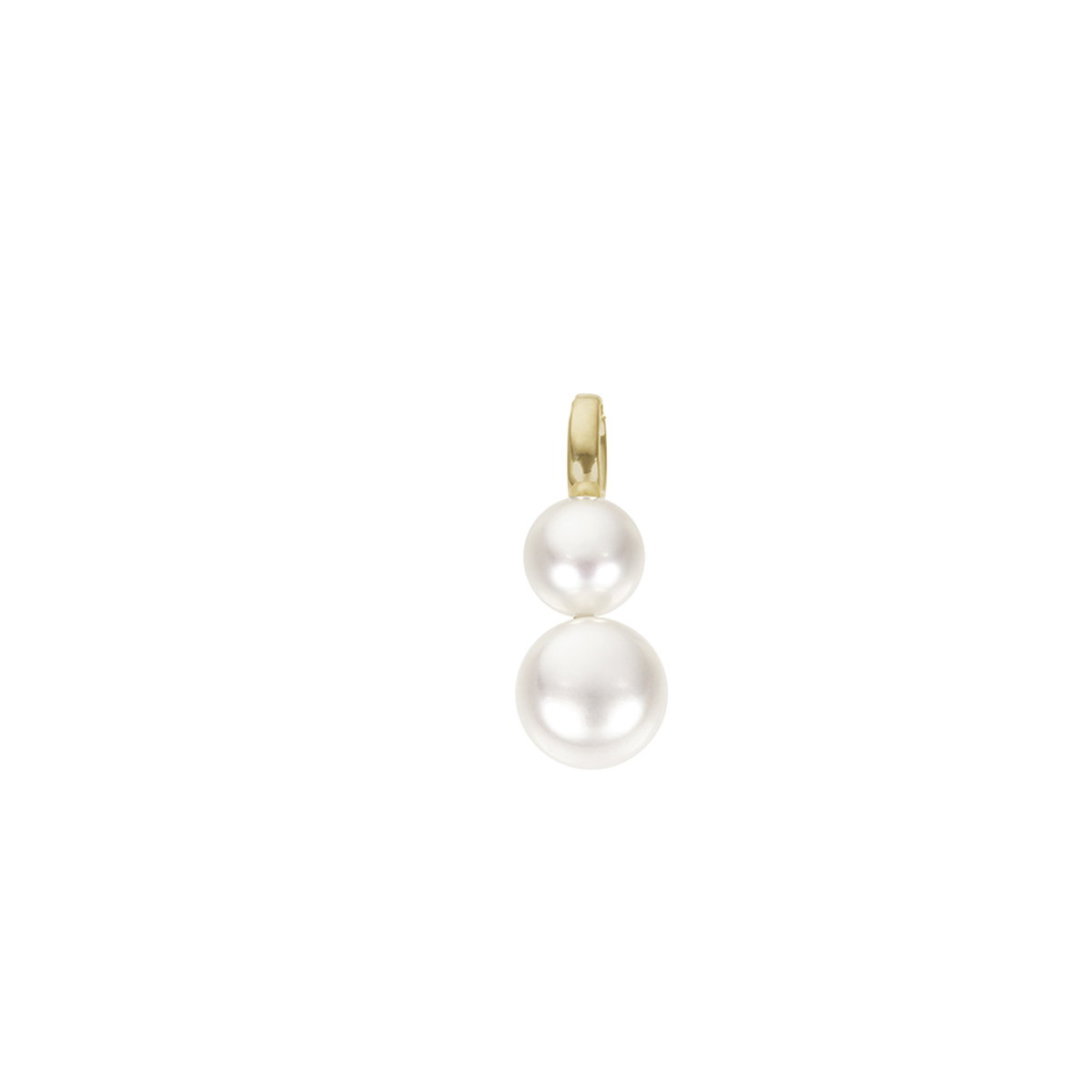 Gouden hanger 18 kt met zoetwaterparel
1 parel 0.200 ct
2 parel 0.500 ct
totale lengte 1,7 cm
ketting niet inbegrepen