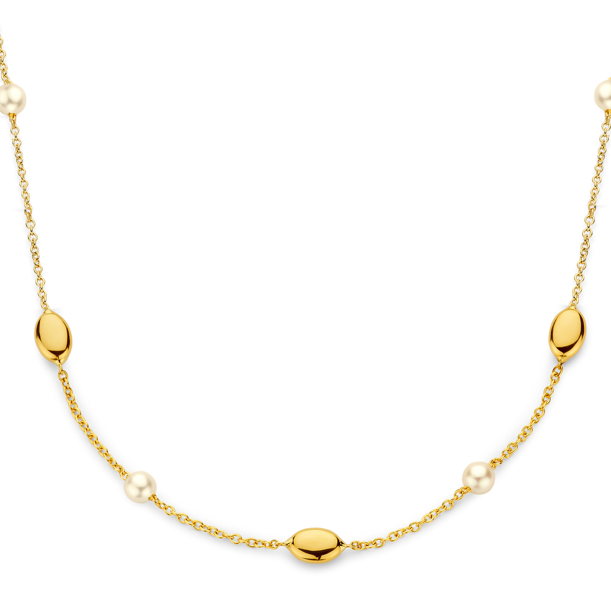 Gouden ketting 18 kt met zoetwaterparel