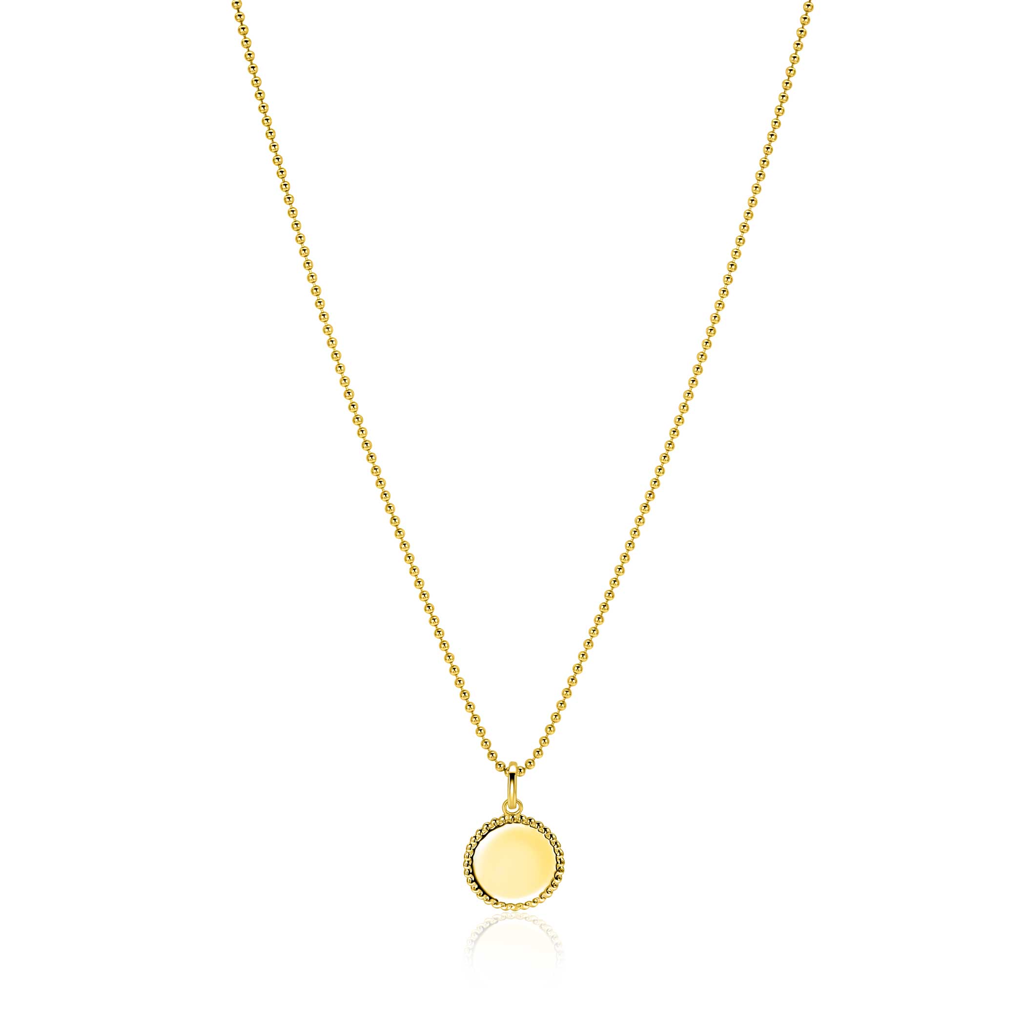 ZINZI gold plated zilveren coin hanger met parelrand voor gravure ZIH2650G (zonder collier) 12mm.
