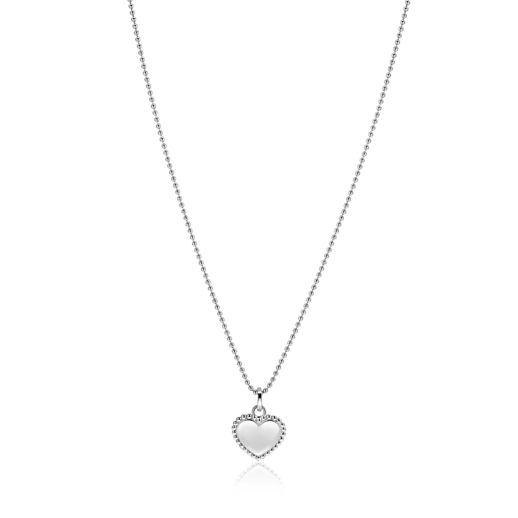 ZINZI zilveren hanger hart met parelrand voor gravure ZIH2652 18mm (zonder collier)