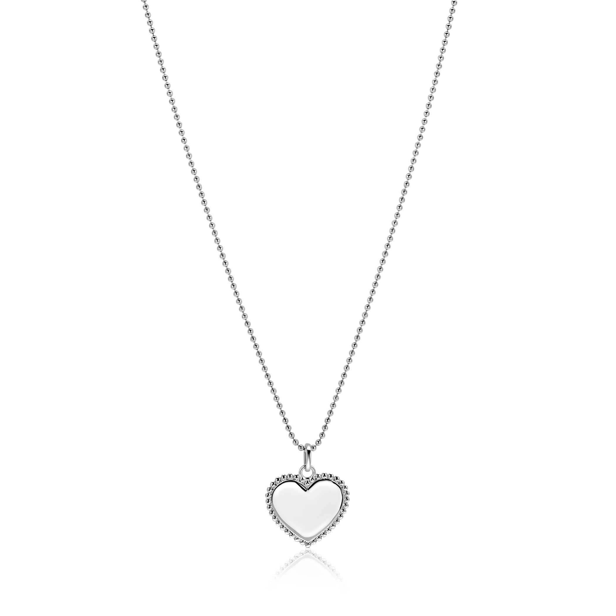 21mm ZINZI zilveren hanger hart met parelrand voor gravure ZIH2653 (zonder collier)