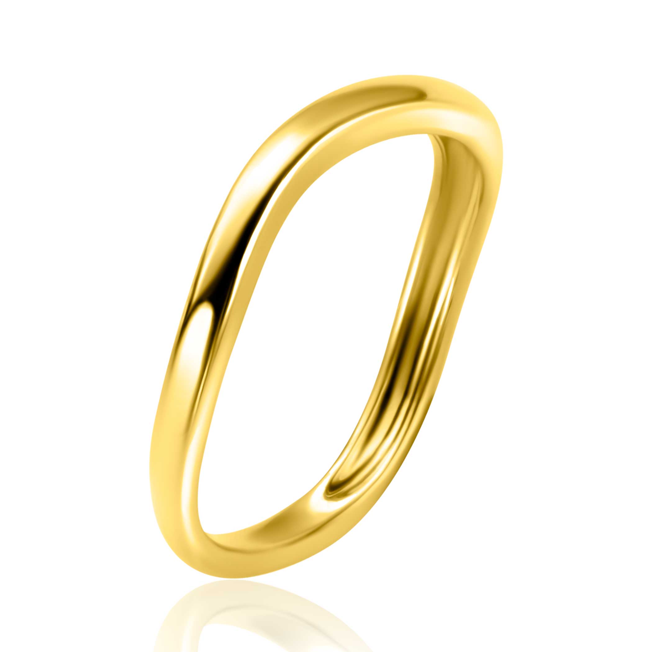 ZINZI gold plated zilveren gladde ring organisch gevormd (3mm breed) ZIR2656G

