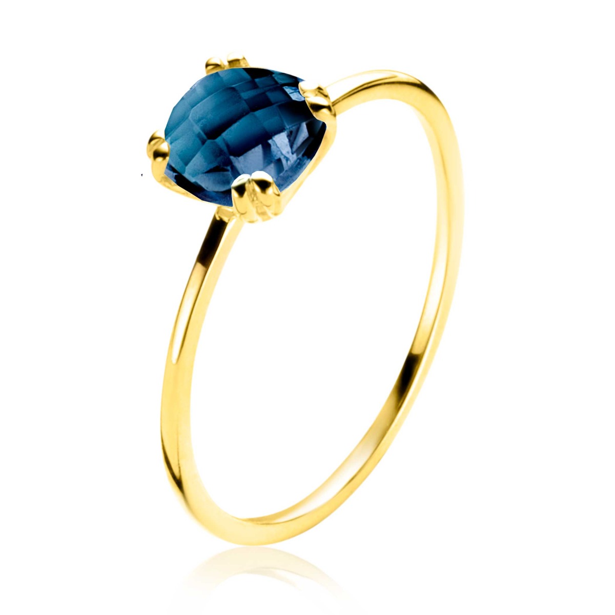 ZINZI Gold 14 karaat gouden ring waarbij een Londen topaas (6mm) is gezet in een vierkante chatonzetting. Vervaardigd van geheel 14 karaat goud (585).