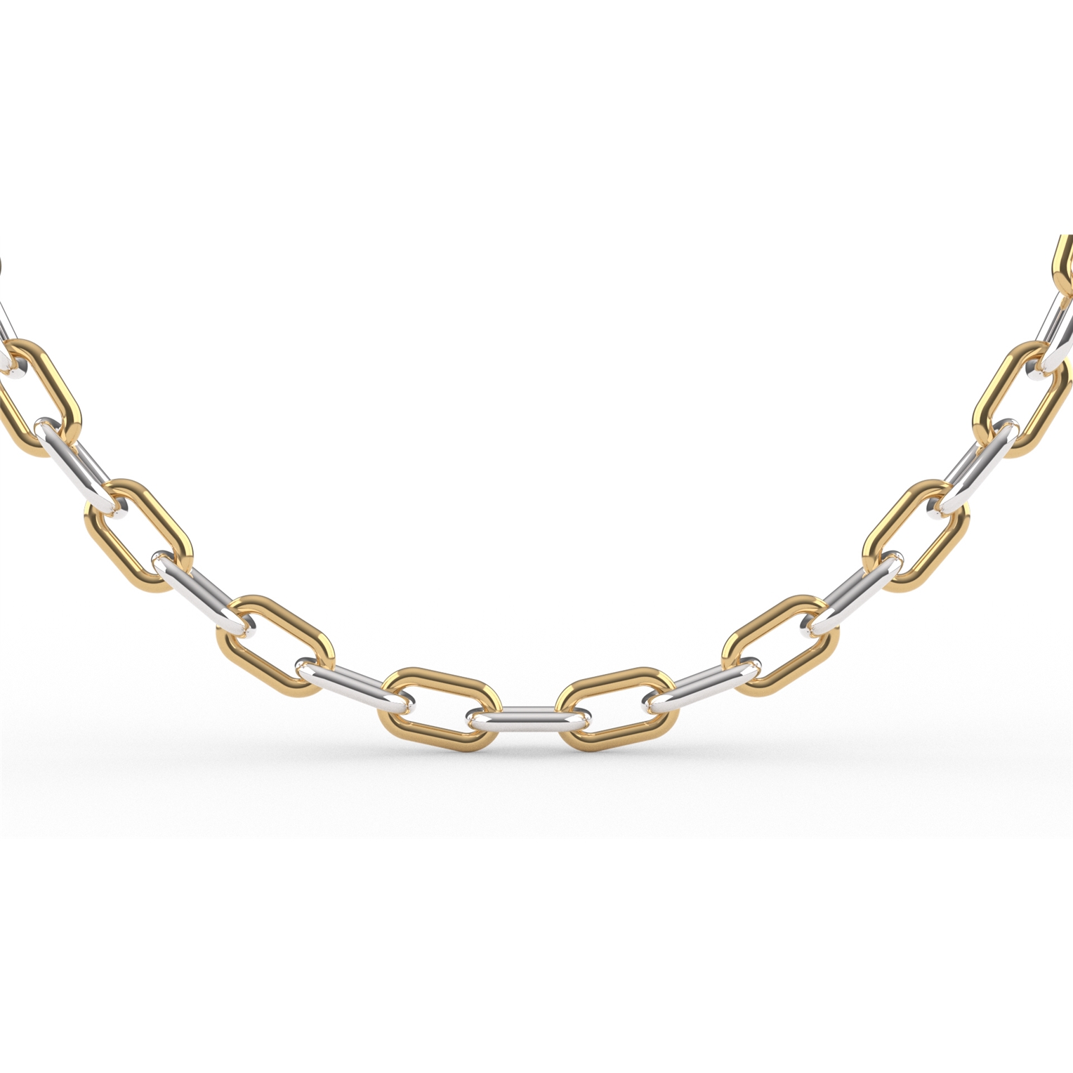 Ti Sento zilver/verguld collier, ovale schakels om en om met zilver en verguld