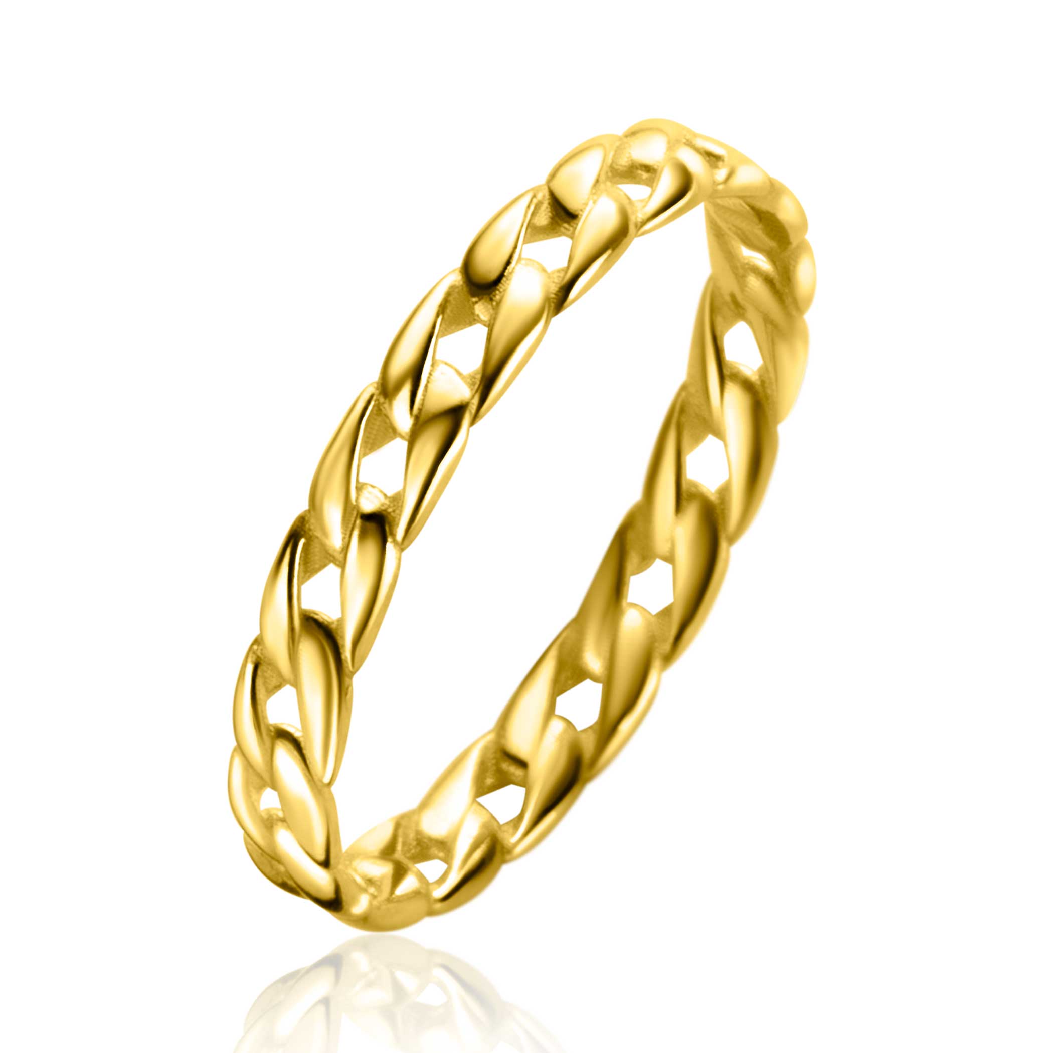 ZINZI Gold 14 krt gouden ring met trendy gourmet schakel 3mm breed ZGR448