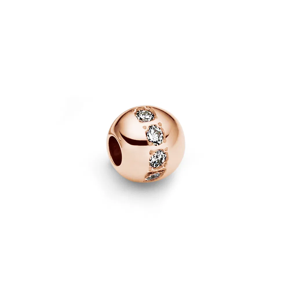 Een 18 krt rose gouden hanger voor Niessing armband Colette met tien diamantjes briljant geslepen 0,10 crt. tw vs.