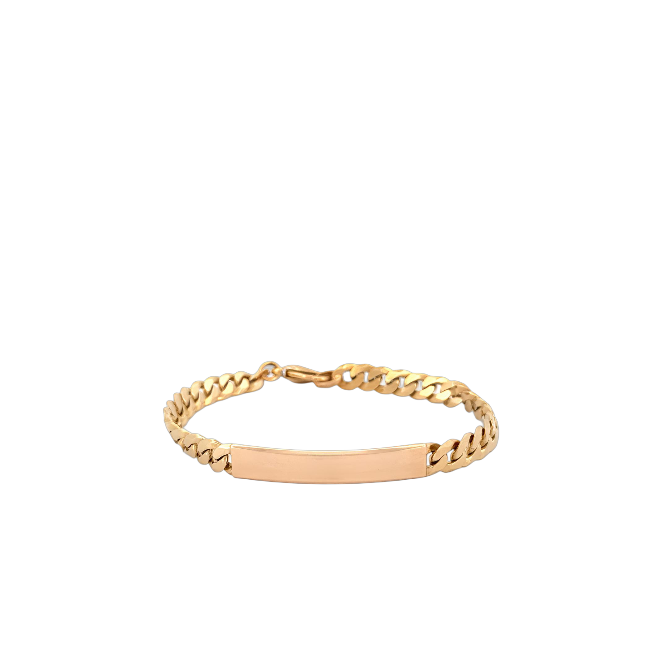 Dit graveerarmband van 14K geel goud is perfect voor het personaliseren met een speciale boodschap. Het heeft een klassiek design met een strakke afwerking en is ideaal voor dagelijks gebruik of speciale gelegenheden. Draag het alleen voor een subtiele look of combineer het met andere armbanden voor een gelaagde stijl. Voeg nu een persoonlijk tintje toe aan je sieradencollectie!