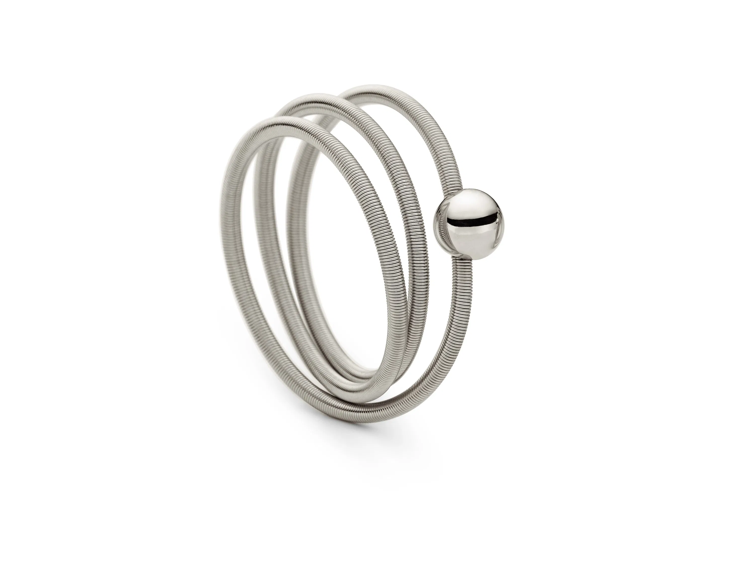 Een 18 krt witgouden ring Niessing model Colette, 3 wikkelingen.