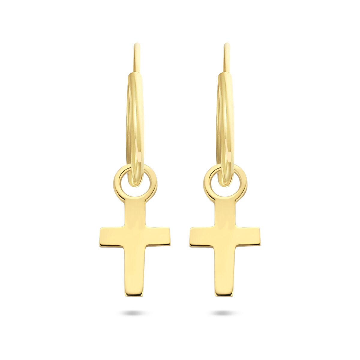 Deze prachtige gouden oorringen van Huismerk zijn versierd met een elegant kruisdetail, wat een unieke touch aan je look toevoegt. Deze tijdloze sieraden passen perfect bij elke outfit en gelegenheid. Ze zijn lichtgewicht en comfortabel om de hele dag te dragen. Combineer ze met een chique jurk voor een stijlvolle en trendy uitstraling. Must-have voor elke moderne vrouw!