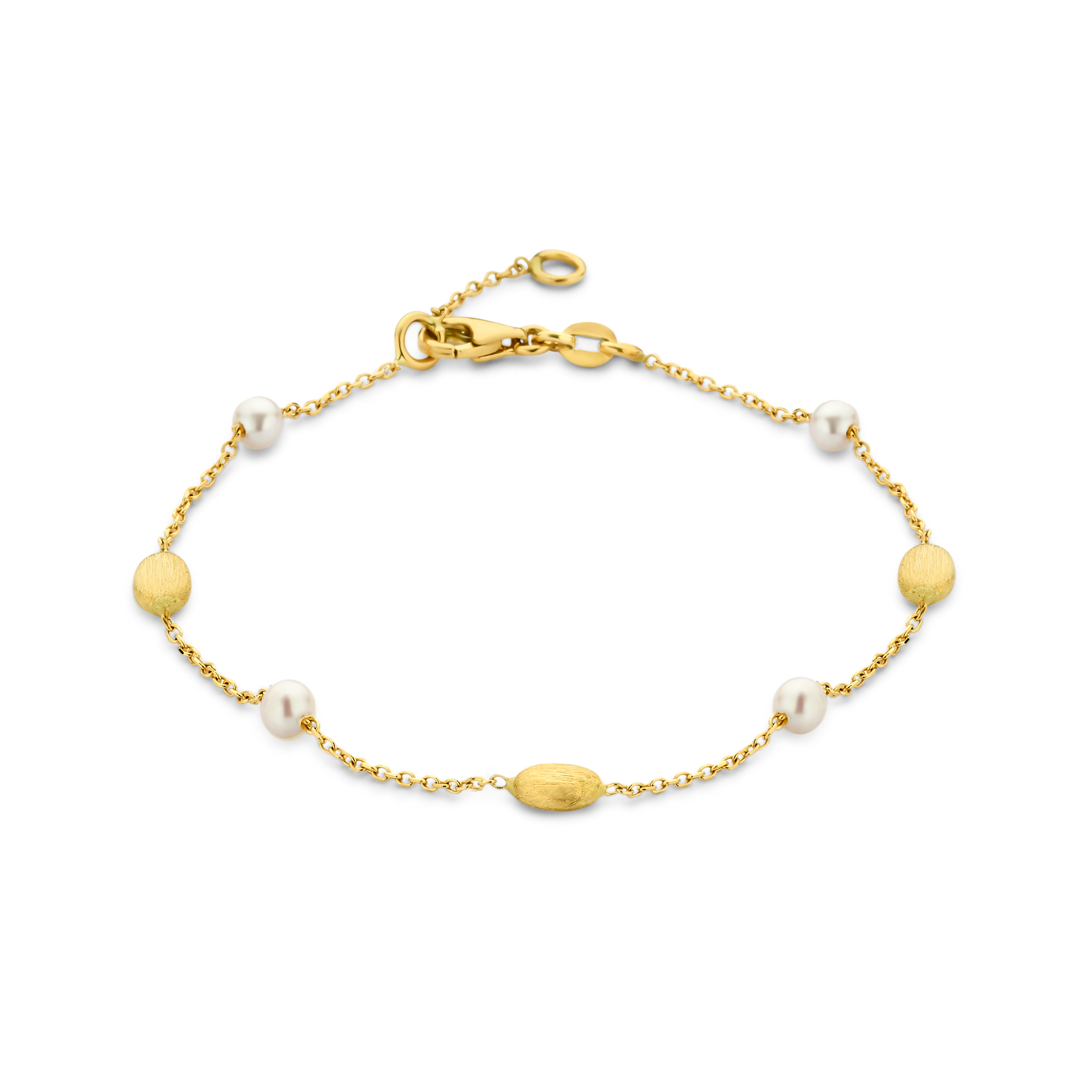 18 karaat geel gouden armband met parel