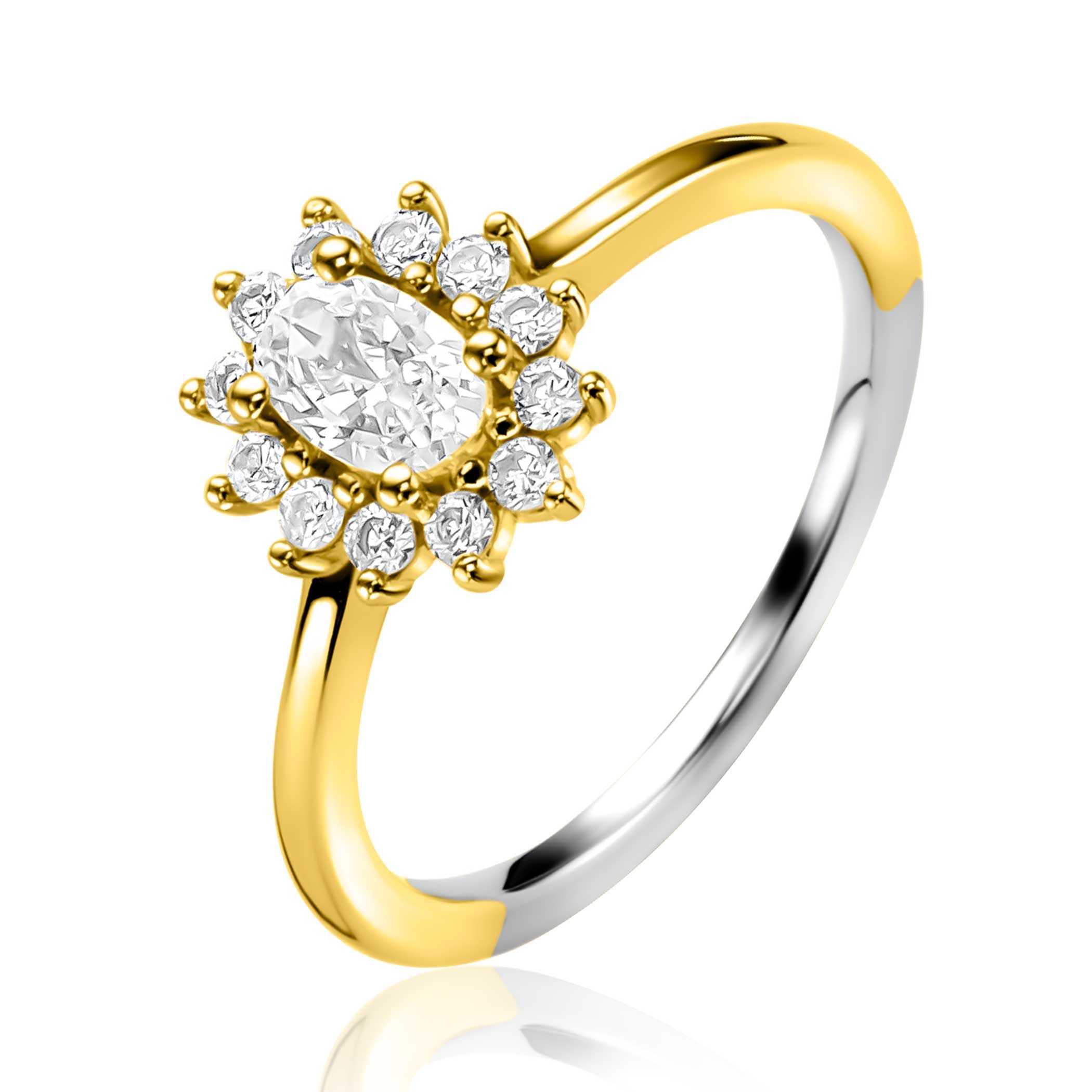 Deze prachtige ZINZI zilveren ring is verguld met geel goud en heeft een uniek geometrisch design. De ring is gemakkelijk te combineren met andere sieraden en perfect voor dagelijks gebruik of een speciale gelegenheid. Draag hem alleen voor een subtiele touch of stapel hem met andere ringen voor een statement look. Stijlvol en tijdloos, deze ring is een must-have voor elke sieradencollectie.