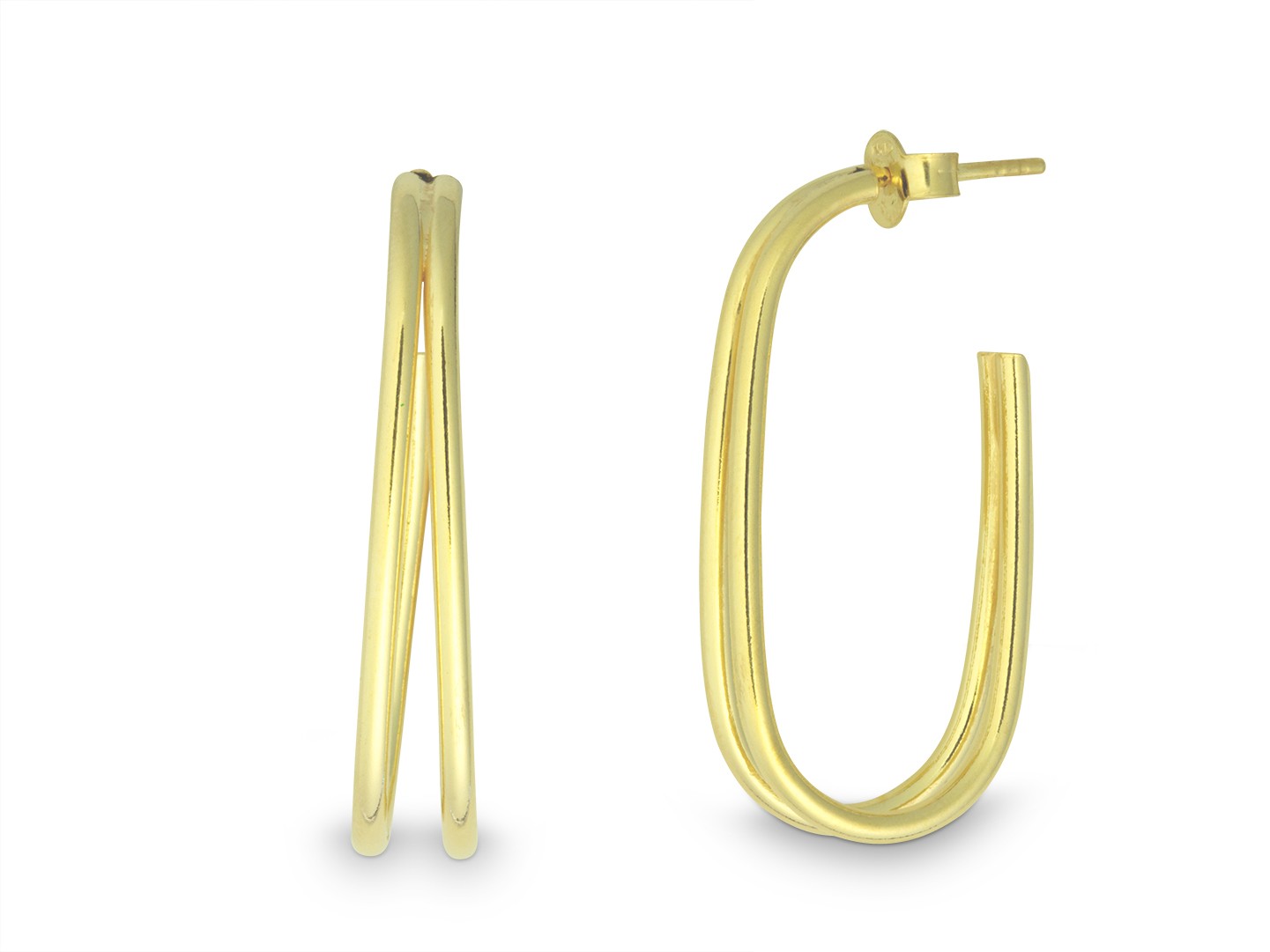 Quinn - Zilveren oorrringen verguld, 6x36x2mm - 036149007