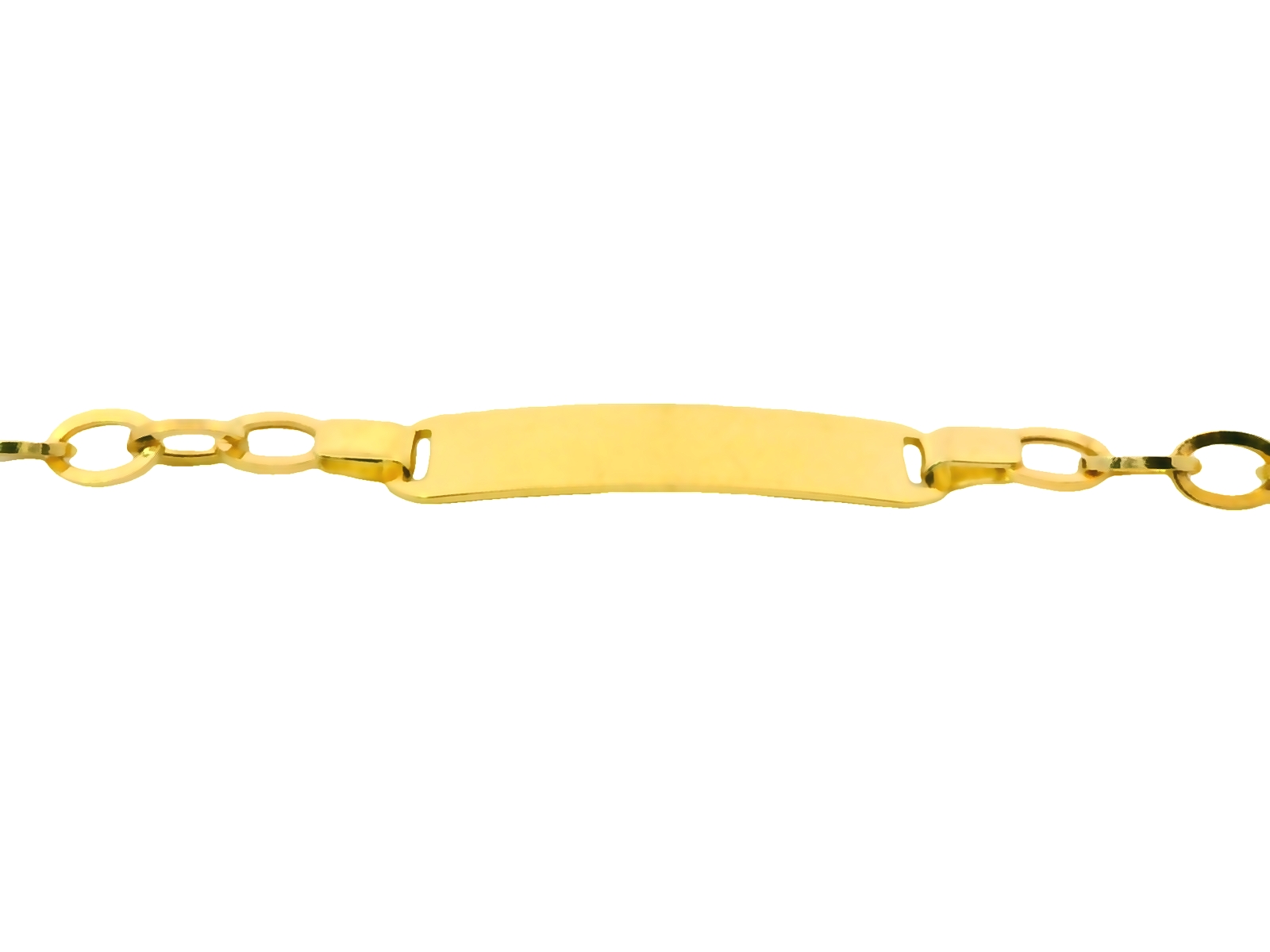 Dit prachtige kinderarmbandje is gemaakt van 14 karaat geelgoud en heeft een graveerplaatje waar een naam of speciale datum op gegraveerd kan worden. Het armbandje is perfect voor dagelijks gebruik of voor speciale gelegenheden. Het beste is om het armbandje alleen te dragen en op te bergen in een sieradendoosje wanneer het niet gedragen wordt. Geef dit unieke armbandje cadeau aan een speciaal kind in je leven.