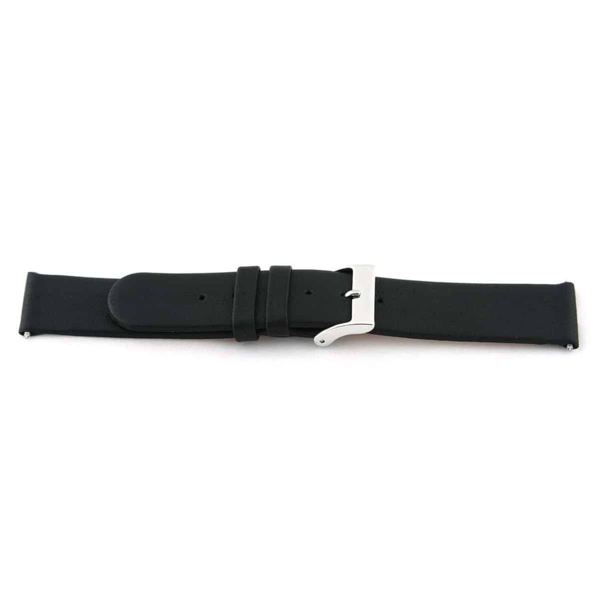 Kalfs lederen horlogeband zwart glad en ongestikt. 
Kleur band: Zwart
Band dikte: 2.3mm
Band lengte: 75/115mm
Band breedte: 18x18mm
Gesp: All Stainless Steel
Bekleding binnenband: Nubuck
Gestikt: Nee
Pushpin: Inclusief
Hypoallergeen: Ja
NFC Chip: nee
Waterproef: Ja
EAN: 4780256343996

Code: catd283