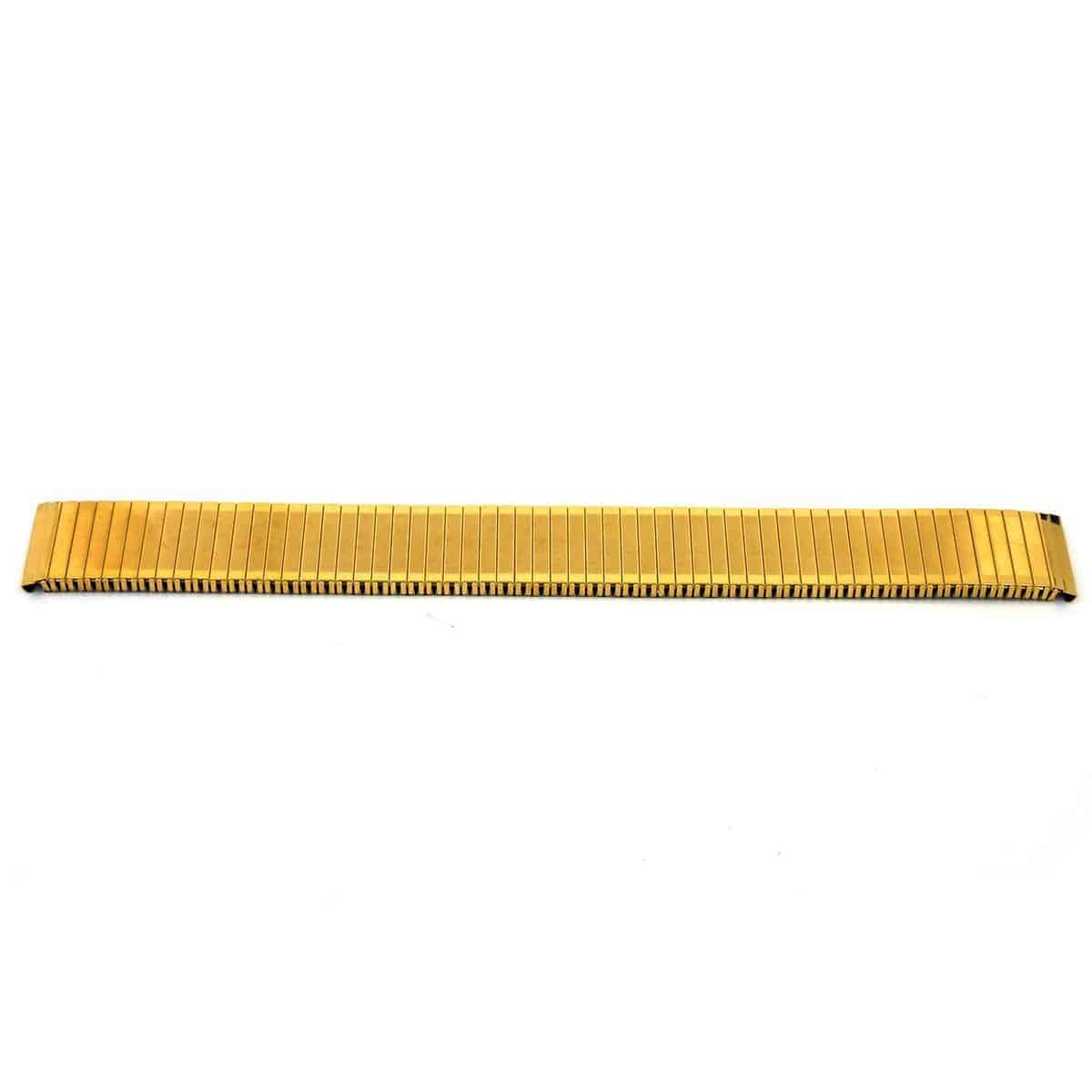 Goud kleurige horlogerekband, stainless steel zonder veer aansluiting.
Kleur band: Doubl&#233;
Band dikte: 3.4 mm
Band lengte:  160mm
Band breedte: 12 mm 
Bekleding binnenband: NVT
Gestikt: NVT
Pushpin: Exclusief
NFC Chip: Nee
EAN: 4781866301123
