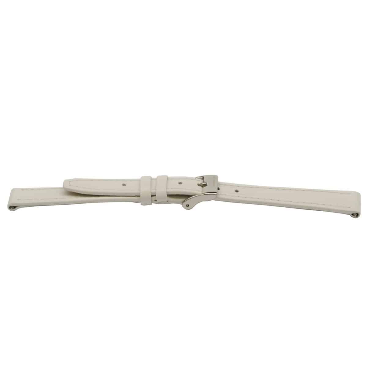 Italiaans lederen horlogeband, wit, glad en gestikt. 
Kleur band: Wit
Band dikte: 2.2mm
Band lengte: 70/110mm
Band breedte: 12x10mm
Gesp: All Stainless Steel
Bekleding binnenband: Nubuck
Gestikt: Ja
Pushpin: Inclusief
Hypoallergeen: Ja