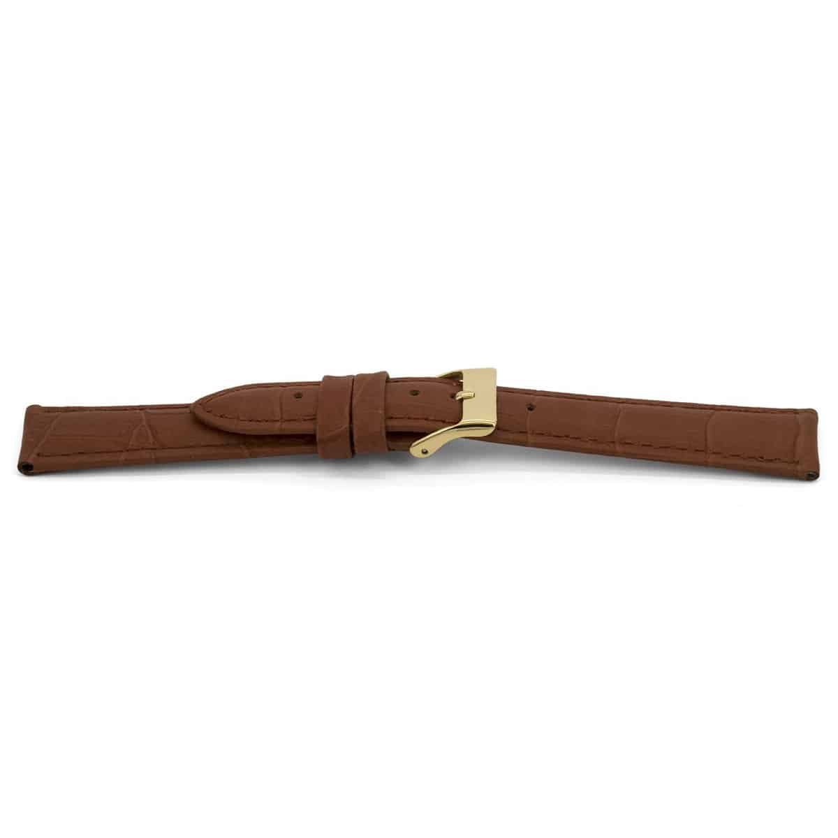 Bruin lederen horlogeband met goudkleurig edelstalen gesp.
Kleur band: Bruin
Band dikte: 3.8mm
Band lengte: 65/105mm (extra small)
Band breedte: 14x12mm
Gesp: Edelstaal IPG
Bekleding binnenband: Nubuck
Gestikt: Ja, dezelfde kleur als de band.Pushpin: Exclusief
Hypo allergisch: Ja
EAN: 8716667161238