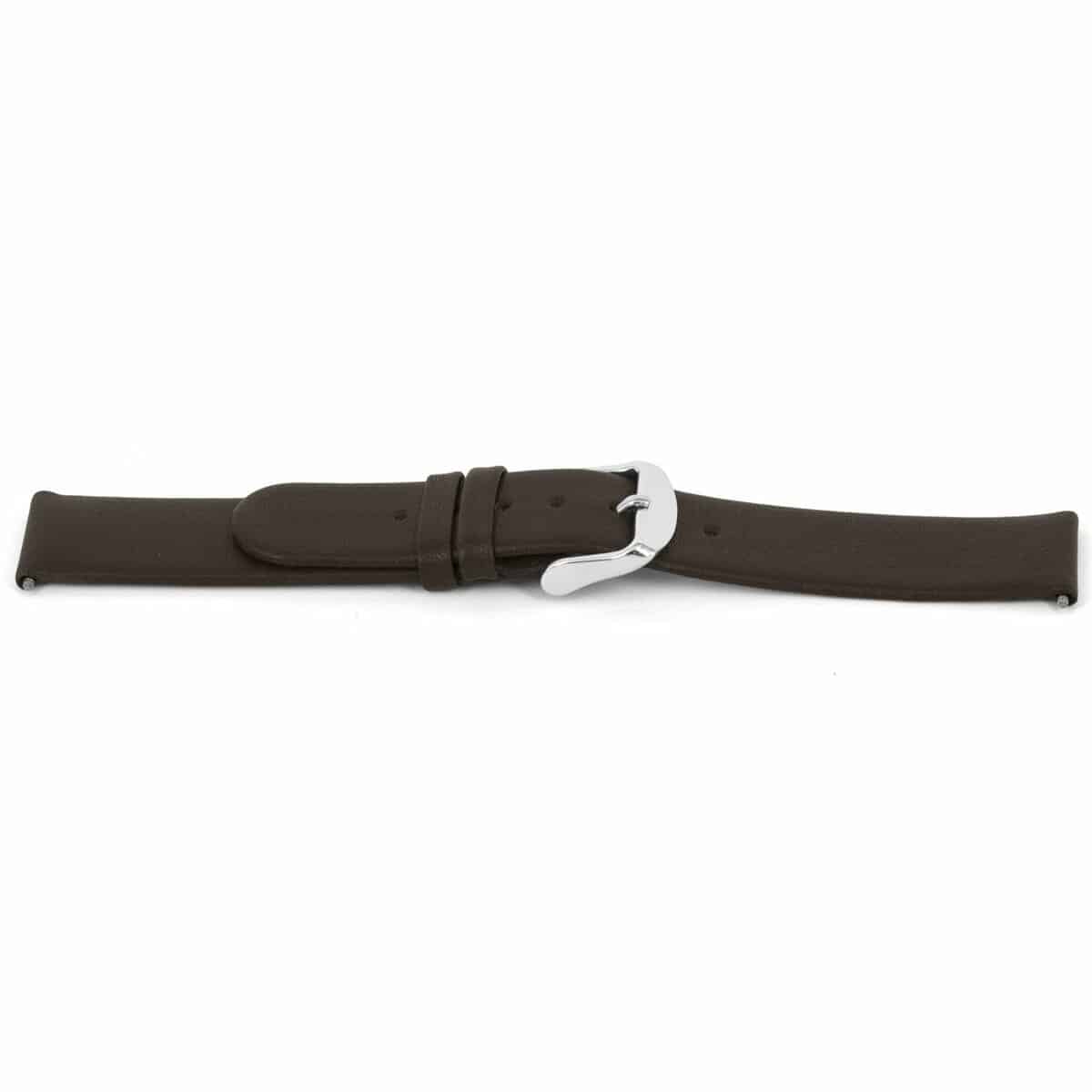 Kalfslederen horlogeband bruin glad en ongestikt. 
Kleur band: Bruin
Band dikte: 2.3mm
Band lengte: 75/115mm
Band breedte: 18x18mm
Gesp: All Stainless Steel
Bekleding binnenband: Nubuck
Gestikt: Nee
Pushpin: Inclusief
Hypo allergisch: Ja
NFC Chip: Nee
Waterproef: Nee
EAN: 4780258634344
