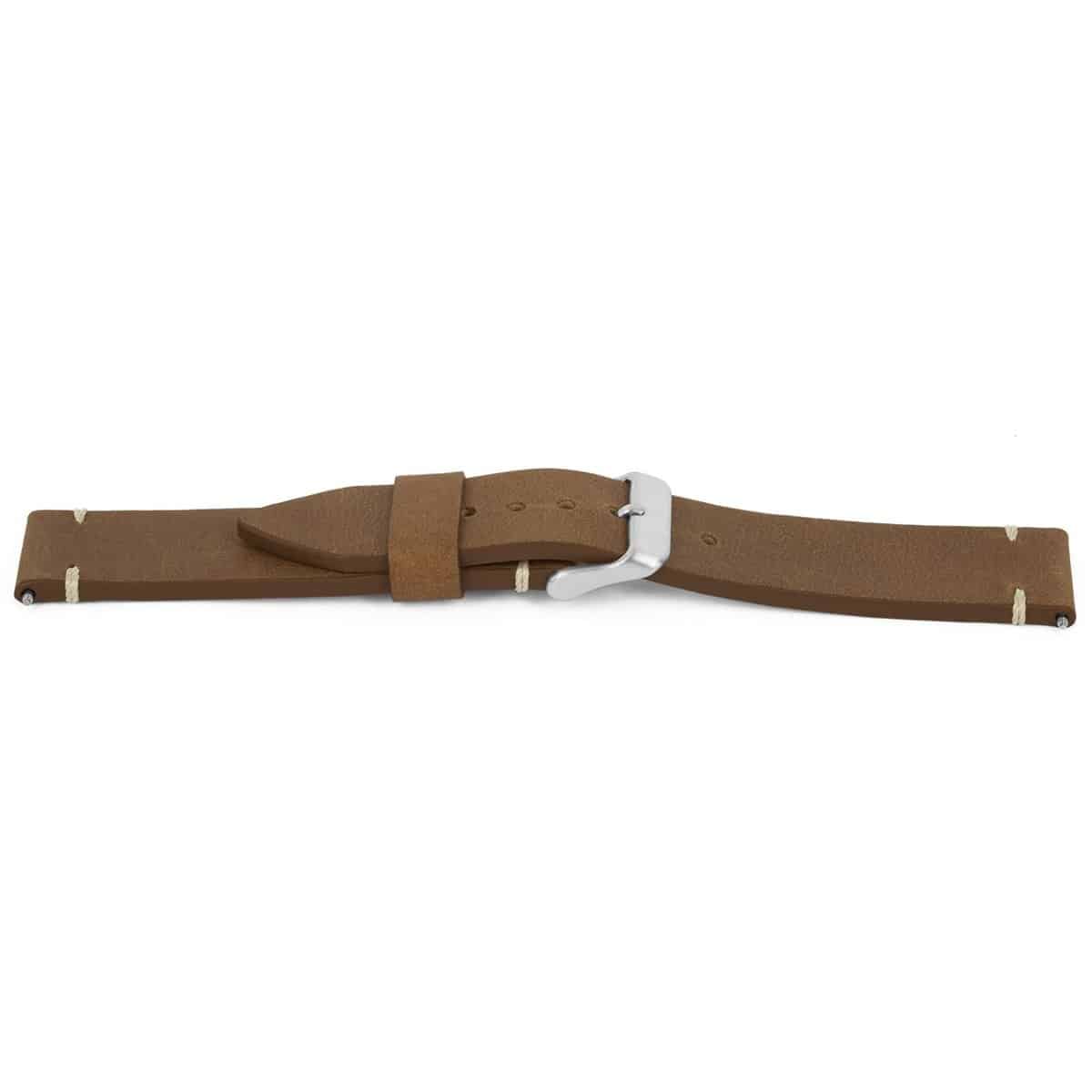 Lederen horlogeband met beige stiksel. 
Kleur band: M.Bruin
Band dikte: 3.0mm
Band lengte: 80/120mm
Band breedte: 18x18mm
Gesp: Edelstaal Mat
Bekleding binnenband: Nubuck
Gestikt: Ja Beige
Waterproef: nee
Pushpin: Inclusief
Hypo allergisch: Ja
NFC: Nee
EAN: 4782863410184