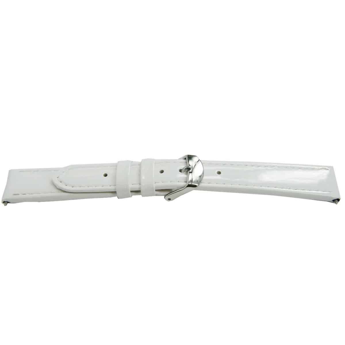 Italiaans lederen horlogeband, G69 PAT00 wit, lak en gestikt. 
Kleur band: Wit
Band dikte: 4.1-2.4mm
Band lengte: 75/125mm
Band breedte: 18mm
Gesp: All Stainless Steel
Bekleding binnenband: Nubuck
Gestikt: Ja
Pushpin: Inclusief
Hypo allergisch: Ja