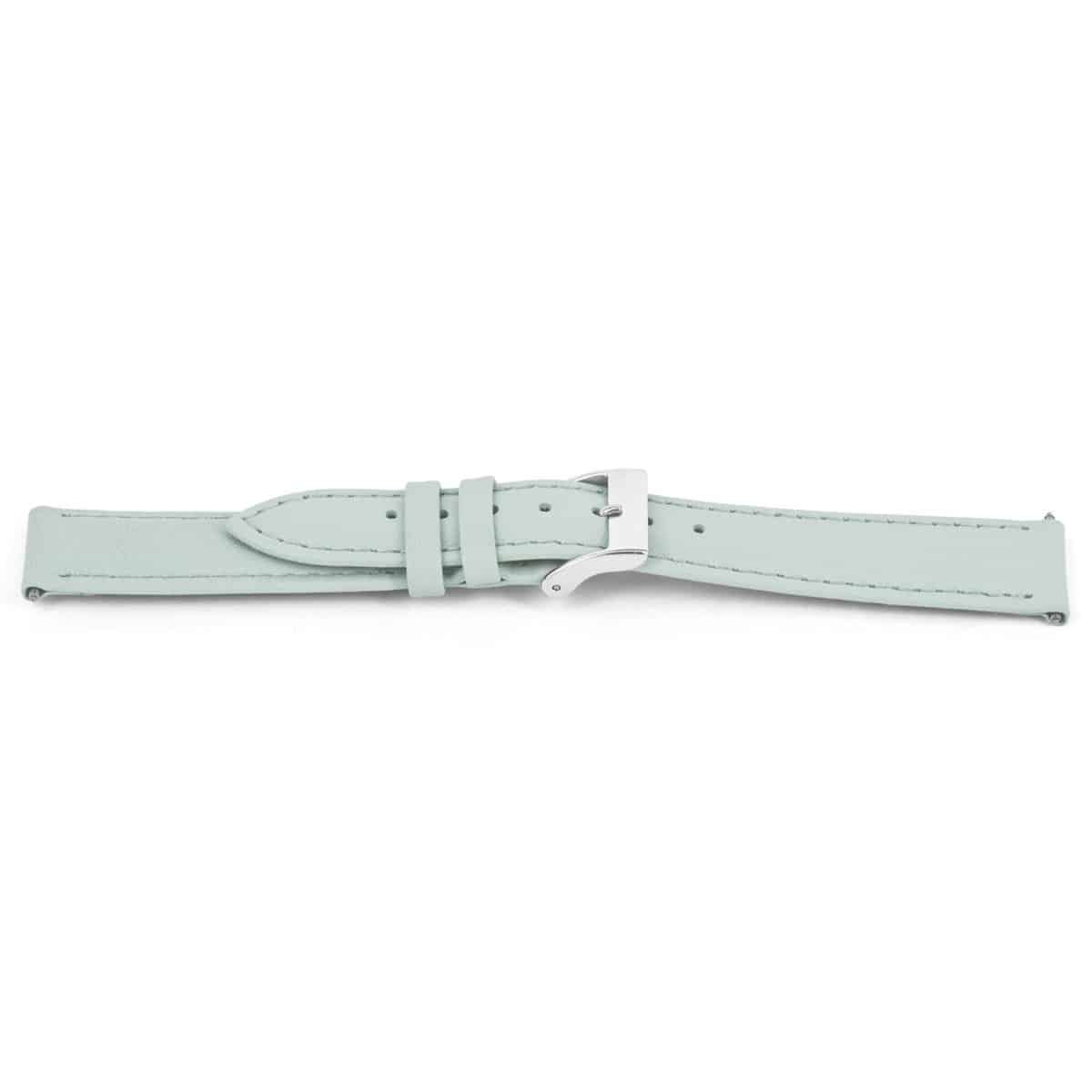 Hoogwaardig lederen horlogeband, blauw, glad en gestikt. 
Kleur band: Pastel Blauw
Band dikte: 3.3mm
Band lengte: 75/115mm
Band breedte: 18x16mm
Gesp: Edelstaal
Bekleding binnenband: Nubuck
Gestikt: Ja
Pushpin: Inclusief
Hypo allergisch: JaNFC Chip: Nee
EAN: 4780263614188