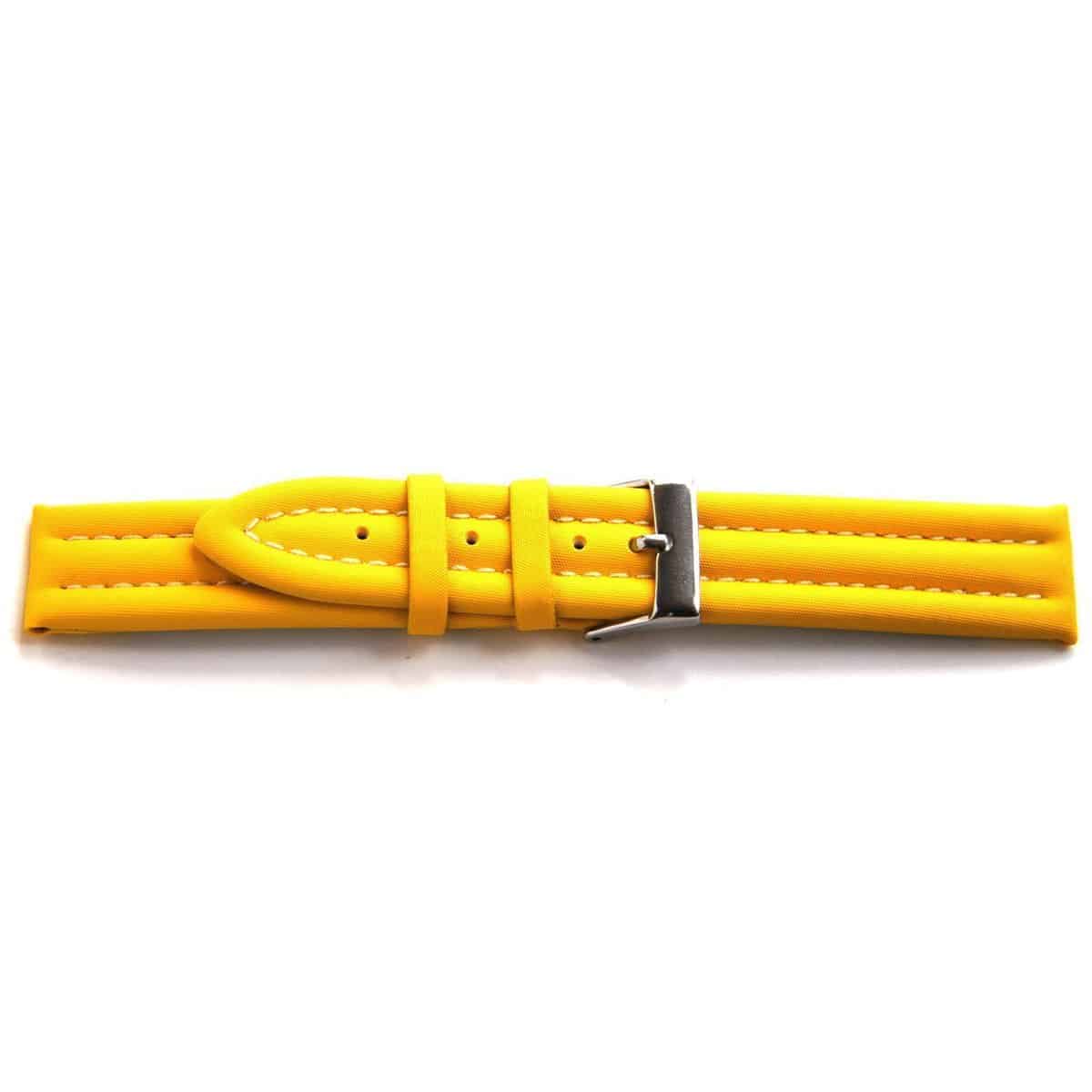 Lederen horlogeband met gele nylon coating, gestikt en dik gevuld.
Kleur band: Geel
Band dikte: 4.9mm
Band lengte: 74/115mm
Band breedte: 18mm
Gesp: All Stainless Steel
Bekleding binnenband: Nubuck
Gestikt: Ja
Pushpin: Exclusief
Hypo allergisch: -