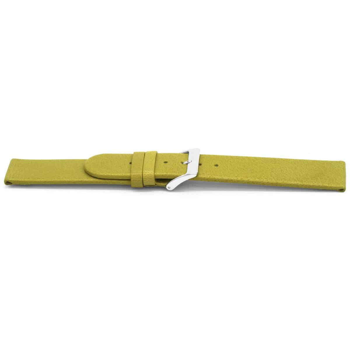Olijfgroen lederen horlogeband met zilverkleurig edelstalen gesp.
Kleur band: Olijfgroen
Band dikte: 2.8mm 
Band lengte: 75/115mm
Band breedte: 18x18mm
Gesp: Stainless steel
Bekleding binnenband: Nubuck
Gestikt: Nee
Pushpin: Exclusief
Hypoallergisch: Ja
NFC Chip: Ja
EAN: 4780263862183