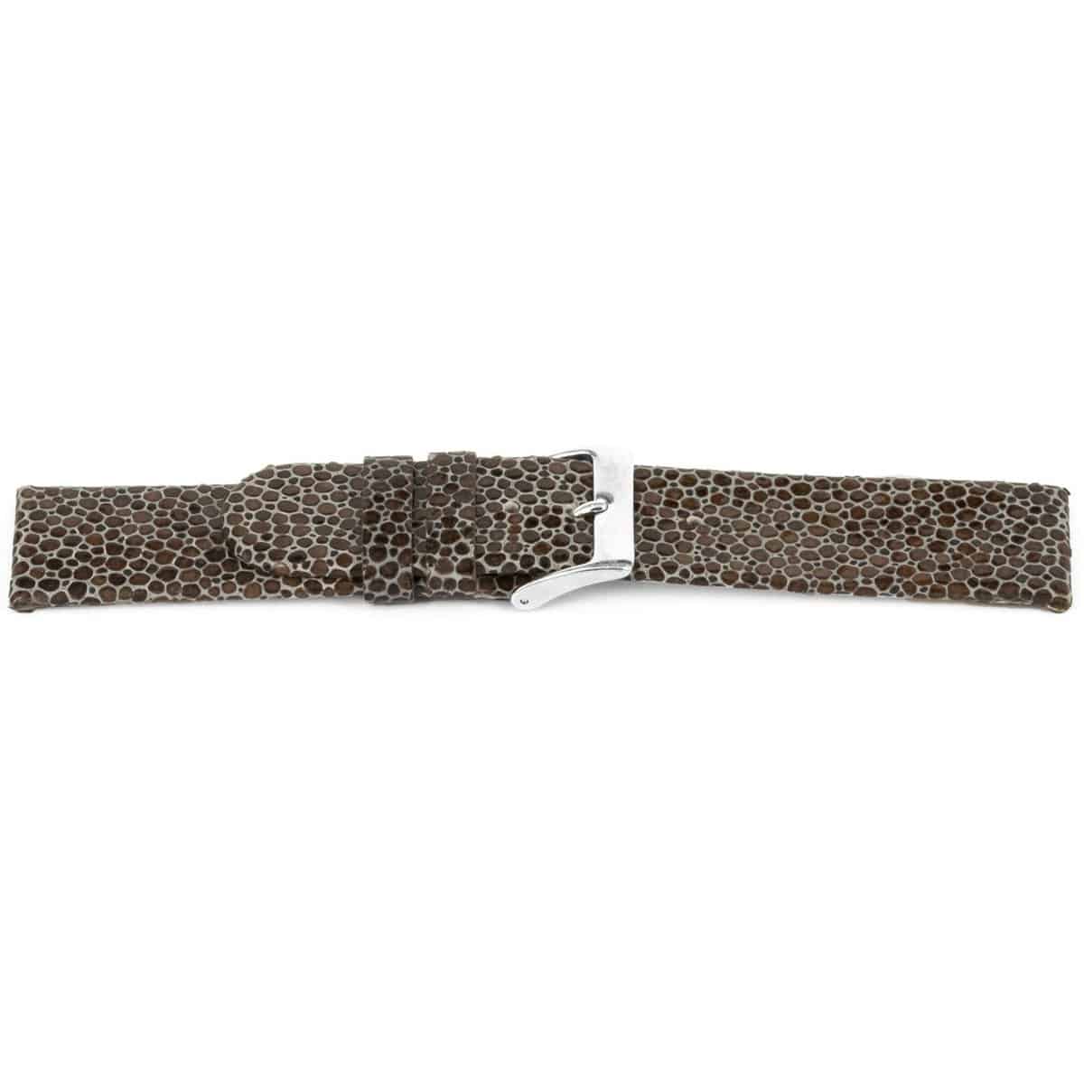 Bruin lederen horlogeband met zilverkleurig edelstalen gesp.
Kleur band:Bruin
Band dikte: 2.2mm 
Band lengte: 65/105mm
Band breedte: 20x20mm
Gesp: Stainless steel
Bekleding binnenband: Nubuck
Gestikt: Nee
Pushpin: Exclusief
Hypo allergisch:Ja
NFC Chip: Ja
EAN: 4780263436209