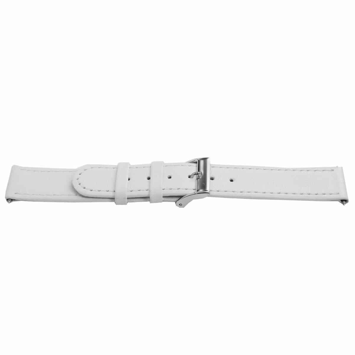 Italiaans lederen horlogeband, J46 wit glad en gestikt. 
Kleur band: Wit
Band dikte: 2.3mm
Band lengte: 75/115mm
Band breedte: 20x20mm
Gesp: All Stainless Steel
Bekleding binnenband: Nubuck
Gestikt: Ja
Pushpin: Inclusief
Hypoallergeen: JaEAN: 4780256353414

Code: catd283