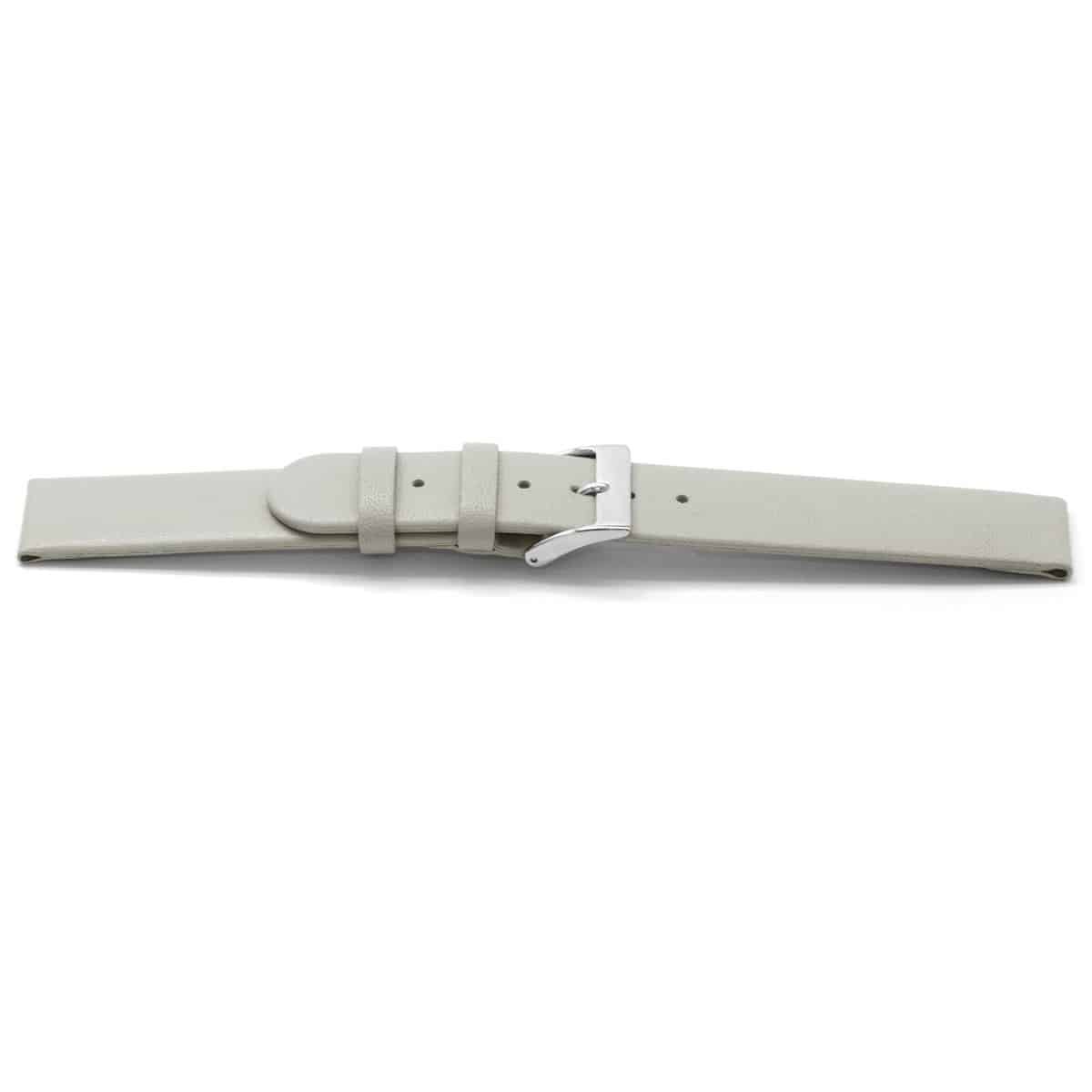 Grijs lederen horlogeband met zilverkleurig edelstalen gesp.
Kleur band: Grijs
Band dikte: 2.9mm 
Band lengte: 75/115mm
Band breedte: 20x20mm
Gesp: Stainless steel
Bekleding binnenband: Nubuck
Gestikt: Nee
Pushpin: Exclusief
Hypo allergisch: Ja
NFC Chip: Ja
EAN: 4782863819208