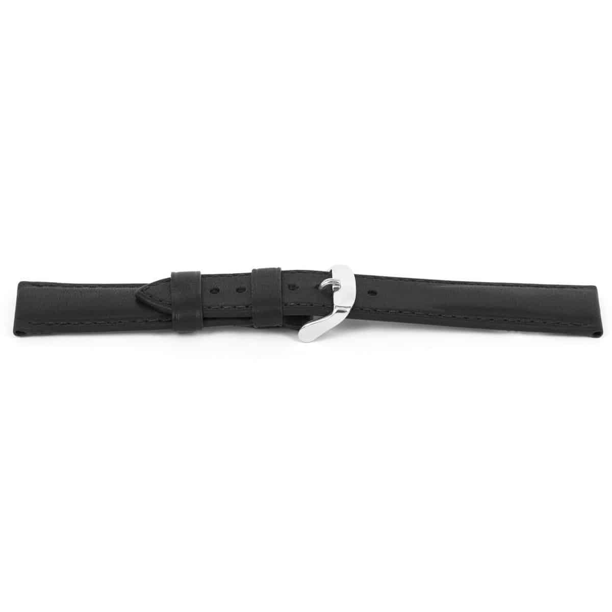Zwarte olie cowhide lederen horlogeband met zilverkleurig edelstalen gesp.
Kleur band: zwart
Band dikte: 4.2 - 2.5mm 
Band lengte: 75/125mm
Band breedte: 22x20mm             
Gesp: Edelstaal 
Bekleding binnenband: Calf leder Camel
Gestikt: Jadezelfde kleur als band
Pushpin: Exclusief
Hypo allergisch: Ja
NFC Chip: Ja
EAN: 4782863142221

Code: catd283 catd282