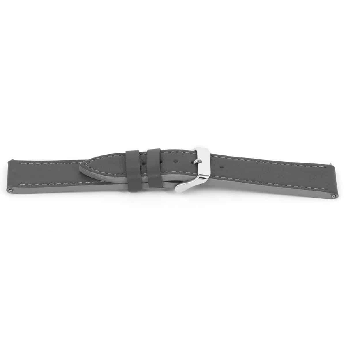 Hoogwaardig lederen horlogeband, grijs, glad en gestikt. 
Kleur band: Grijs
Band dikte: 3.4mm
Band lengte:80/120 mm
Band breedte: 22x20mm
Gesp: Edelstaal
Bekleding binnenband: Nubuck
Gestikt: Ja
Pushpin: Inclusief
Hypo allergisch: Ja
NFC Chip: Nee
EAN: 4780263881221