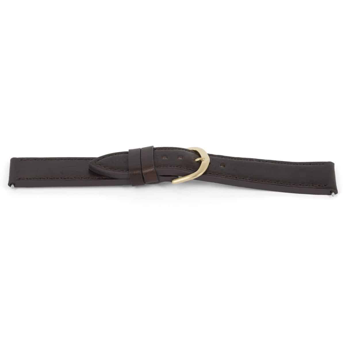 Hoogwaardig lederen horlogeband, bruin, glad en gestikt. 
Kleur band:  Bruin
Band dikte: 3.4mm
Band lengte: 80/120mm
Band breedte: 24x22mm
Gesp: Edelstaal Goud
Bekleding binnenband: Nubuck
Gestikt: Ja
Pushpin: Inclusief
Hypo allergisch: JaNFC Chip: Nee
EAN: 4782634062420