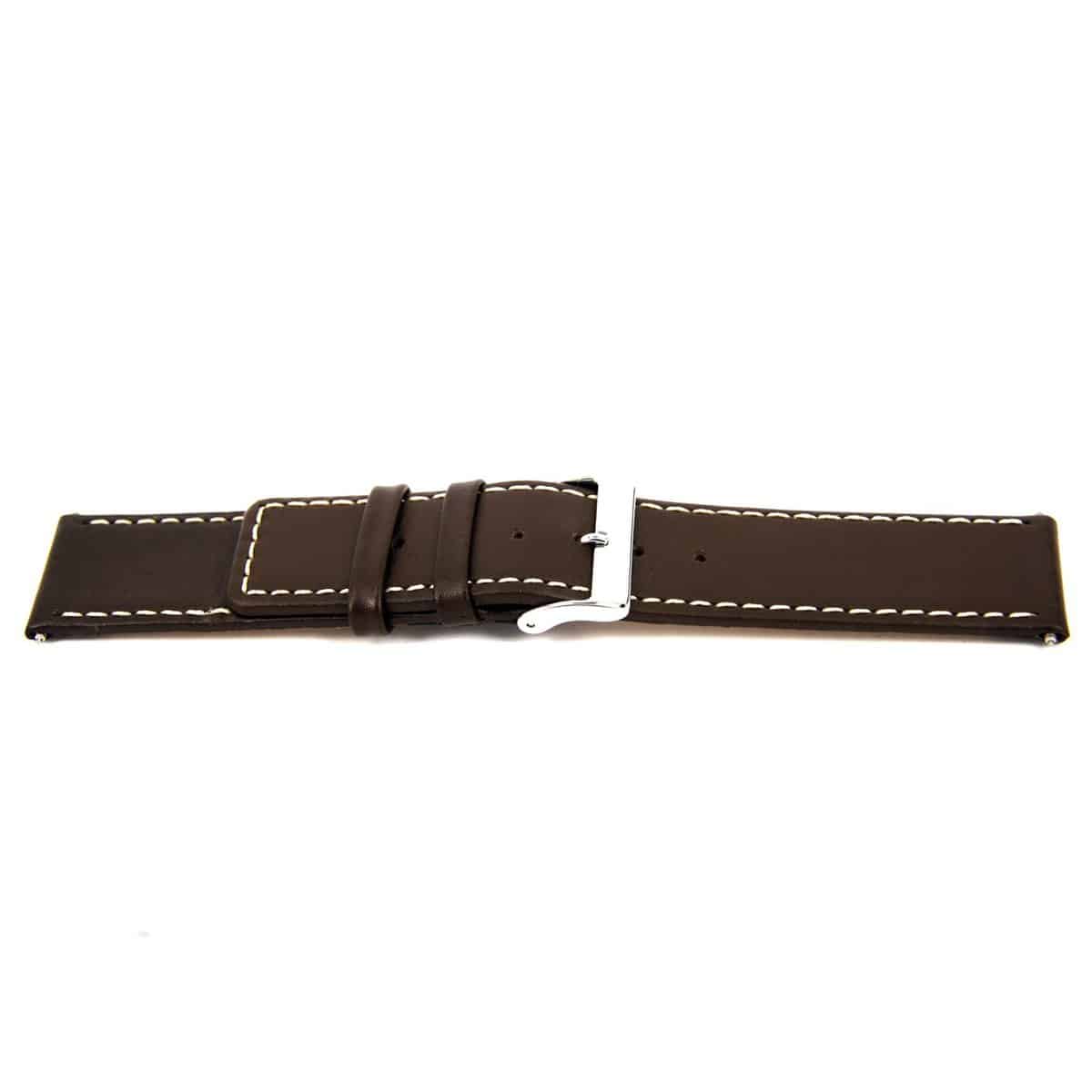 Italiaans lederen horlogeband J43/TMB80,donker bruin, glad en gestikt. 
Kleur band: Donker bruin
Band dikte: 2.4mm
Band lengte: 75/115mm
Band breedte: 26x26mm
Gesp: Edelstaal 
Bekleding binnenband: Nubuck
Gestikt: Ja Beige
Pushpin: InclusiefWaterproef: Nee
NFC Chip: Nee
Hypo-allergeen: Ja
EAN: 4782586371830