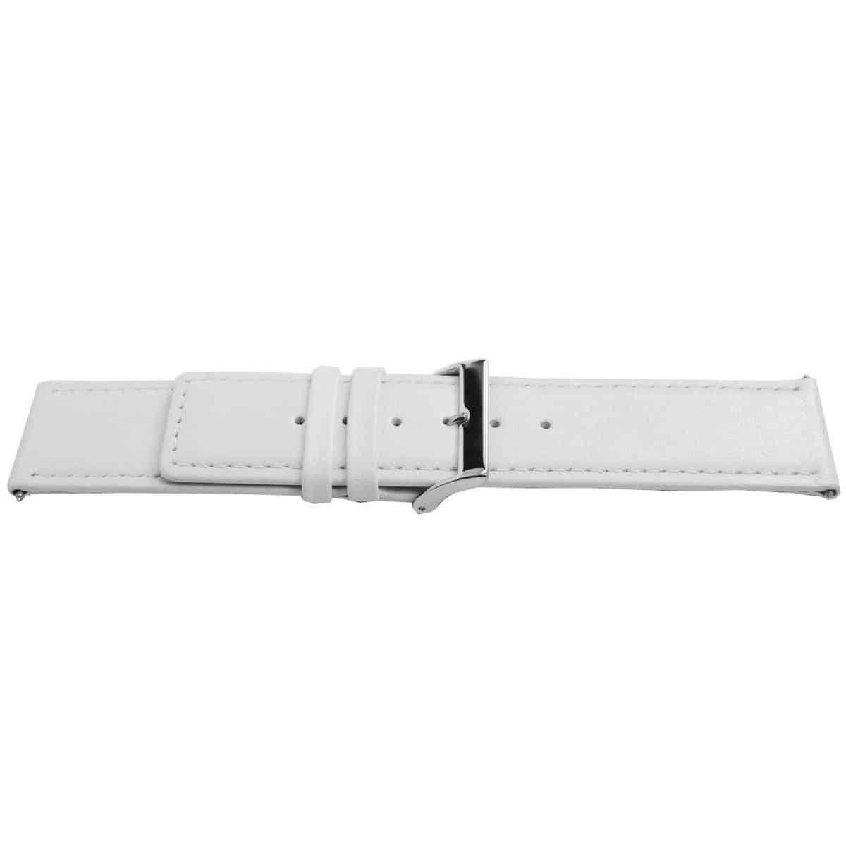 Italiaans lederen horlogeband G21/REN00, wit, glad en gestikt. 
Kleur band: Wit
Band dikte: 3.2mm
Band lengte: 75/115mm
Band breedte: 28x28mm
Gesp: All Stainless Steel
Bekleding binnenband: Nubuck
Gestikt: Ja
Pushpin: Inclusief
Hypo allergisch: Ja