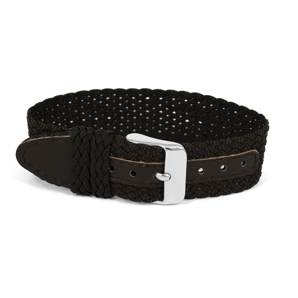 Horlogeband bruin perlon met gespsluiting en leer.
Kleur band: bruin
Band dikte: 1 mm
Band lengte: 200 mm
Band breedte: 16mm
Gesp: Ja
Bekleding binnenband: n.v.t.
Gestikt: Nee
Pushpin: n.v.t.
Hypo allergisch: -
EAN: 4781606323163