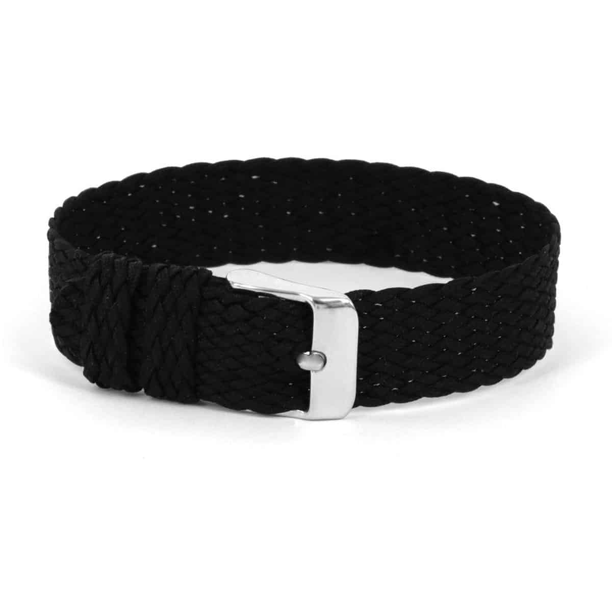 Horlogeband zwart perlon met gespsluiting.
Kleur band: Zwart
Band dikte: 
Band lengte: 
Band breedte: 22mm
Gesp: Ja
Bekleding binnenband: n.v.t.
Gestikt: Nee
Pushpin: n.v.t.
Hypo allergisch: -
EAN: 4781606325228