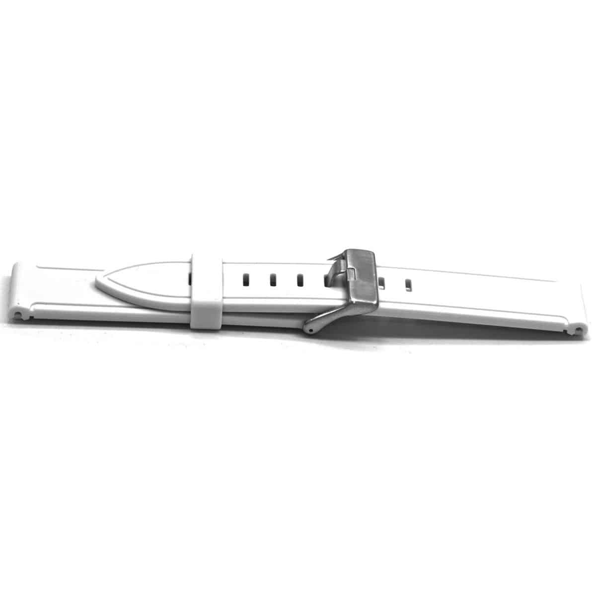 Witte kunststof horlogeband met stainless steel gesp.
Kleur band; Wit
Band dikte; 3 mm
Band lengte; 80/125 mm excl. gesp
Band breedte; 22x22 mm
Gesp; Edelstaal
Bekleding binnenband; Geen
Gestikt; Nee
Pushpin; Exclusief
Hypo allergeen; nvtEAN; 8716667163348