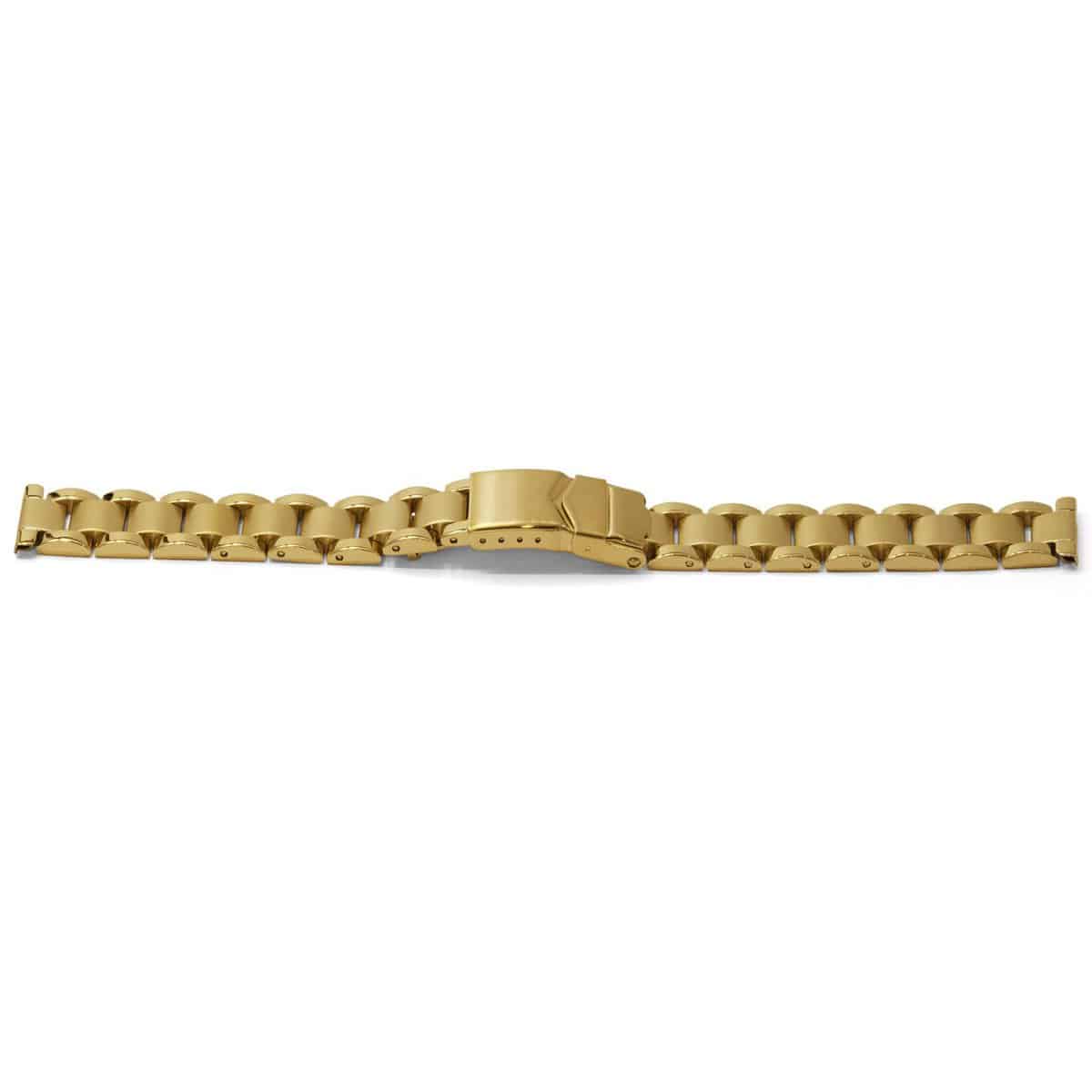 Edelstalen schakelband goud met klepsluiting.
Band materiaal: Edelstaal
Band kleur: Goud
Band dikte: 3.90mm
Band lengte: &#177;160mm
Band breedte: 16x16mm
Gesp: Goudkleurig edelstalen klepsluiting
Bekleding binnenband: nvt
Gestikt: nvt
Pushpin:Exclusief
Hypo allergisch: Nee
EAN: 4780286371167