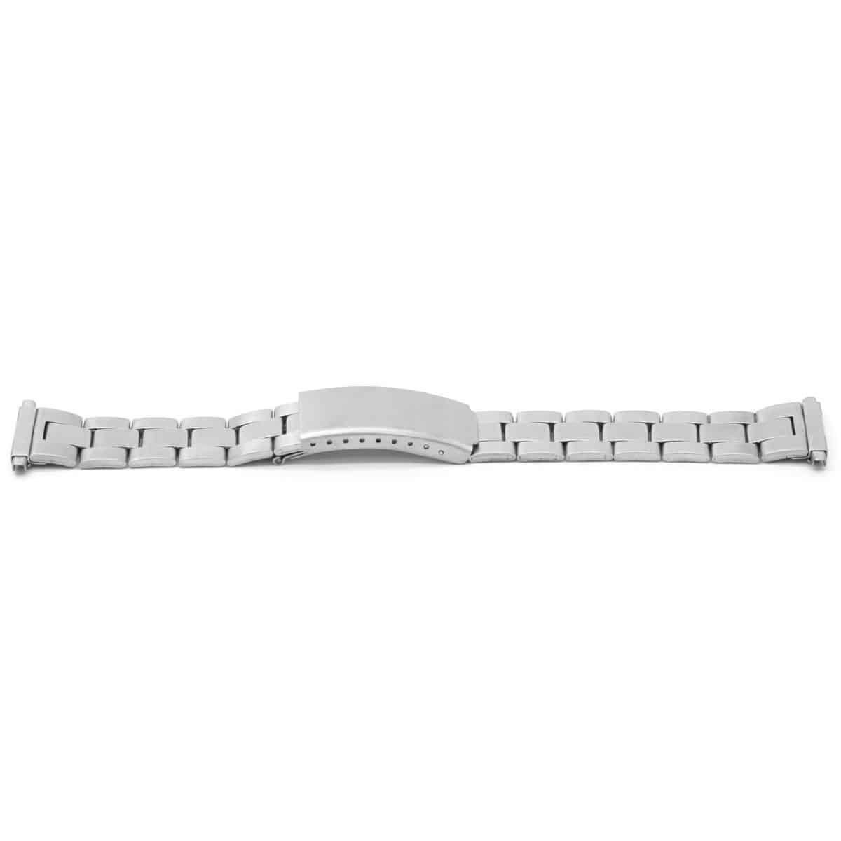 Horlogeband all stainless steel met klepsluiting en spring-ends.
Kleur band: Grijs/metaal
Band dikte: 2.3 mm
Band lengte: 155 mm
Band breedte: 18 t/m 22 mm
Gesp: All Stainless 
Bekleding binnenband: NVT
Gestikt: NVT
Pushpin: Exclusief