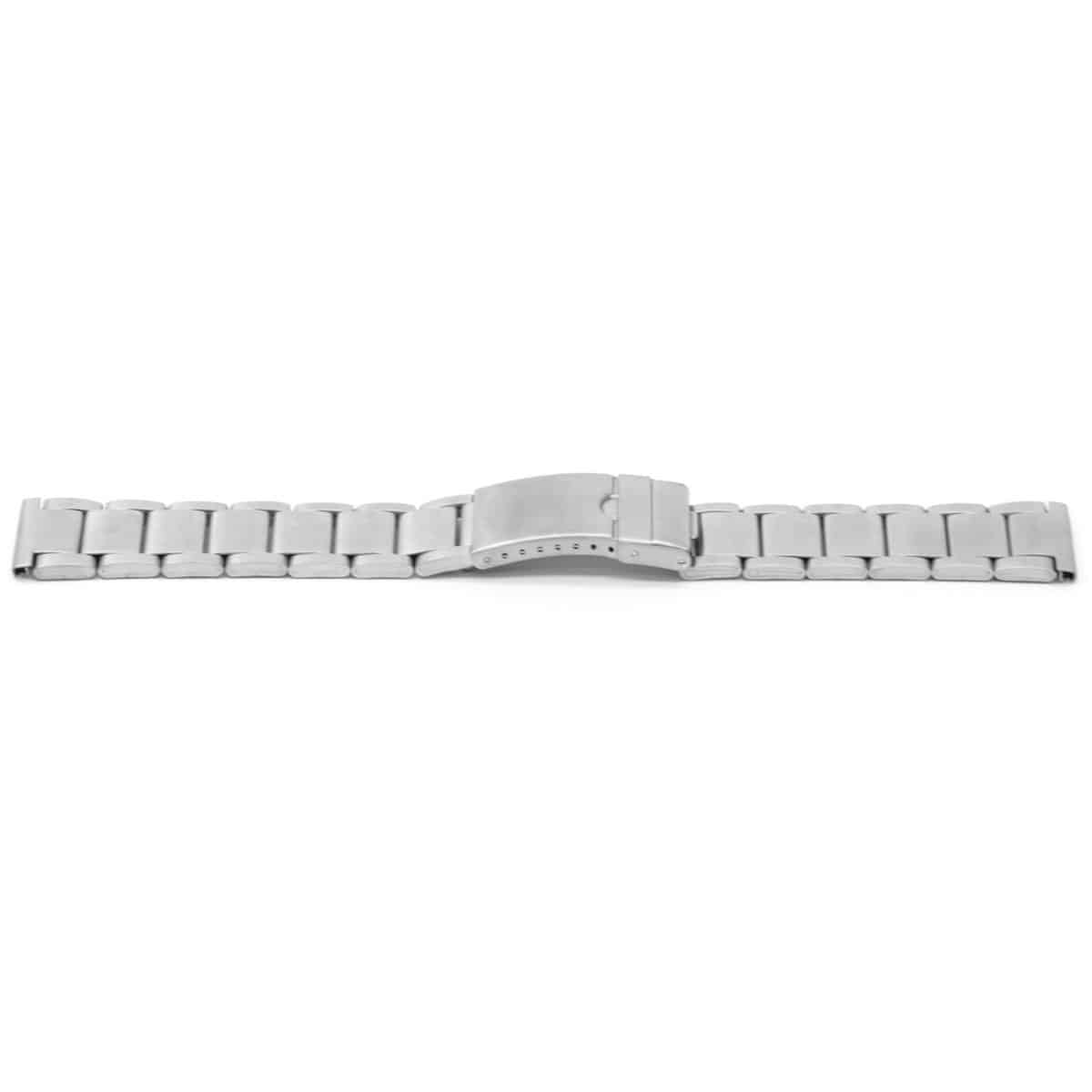 Horlogeband all stainless steel met klepsluiting.
Kleur band: Grijs/metaal
Band dikte:  3.6 mm
Band lengte: 177 mm
Band breedte: 24 mm
Gesp: All Stainless met beveiliging
Bekleding binnenband: NVT
Gestikt: NVT
Pushpin: Exclusief
EAN: 4780286320240