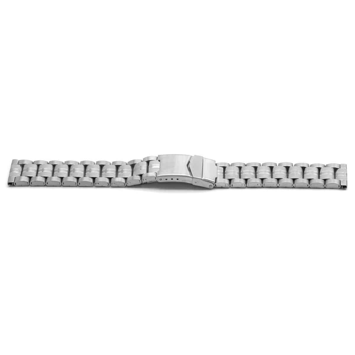 Horlogeband all stainless steel met klepsluiting.
Kleur band: Grijs/metaal
Band dikte: 3.8 mm
Band lengte: 190 mm
Band breedte: 26 mm
Gesp: All Stainless klepsluting
Bekleding binnenband: NVT
Gestikt: NVT
Pushpin: Exclusief
NFC Chip: Nee
EAN: 4780286301263